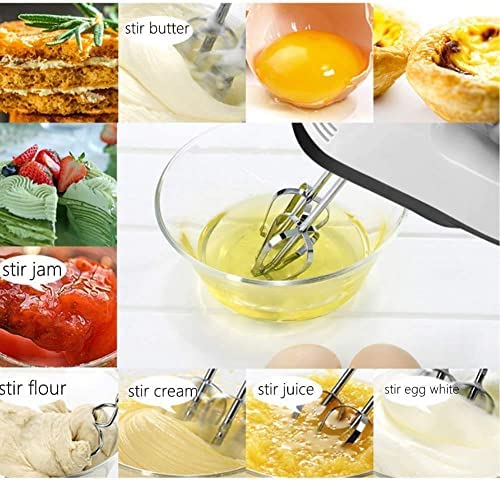 7-Speed Electric Hand Mixer for Baking - Stainless Steel Handheld Whisk with Dough Hooks - Perfect for Cakes, Cookies, Dough & More - Kitchen Baking Essential