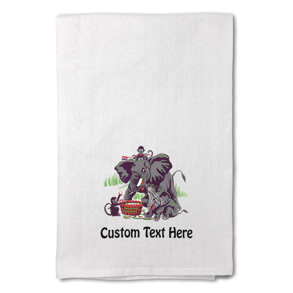 Custom Printed Funny Kitchen Towels - Monkeys & Elephant Shower Retro Design - Novelty Humor Dish Towels for Cleaning & Decor - Perfect for Gifts, Housewarming, and Kitchen Decor