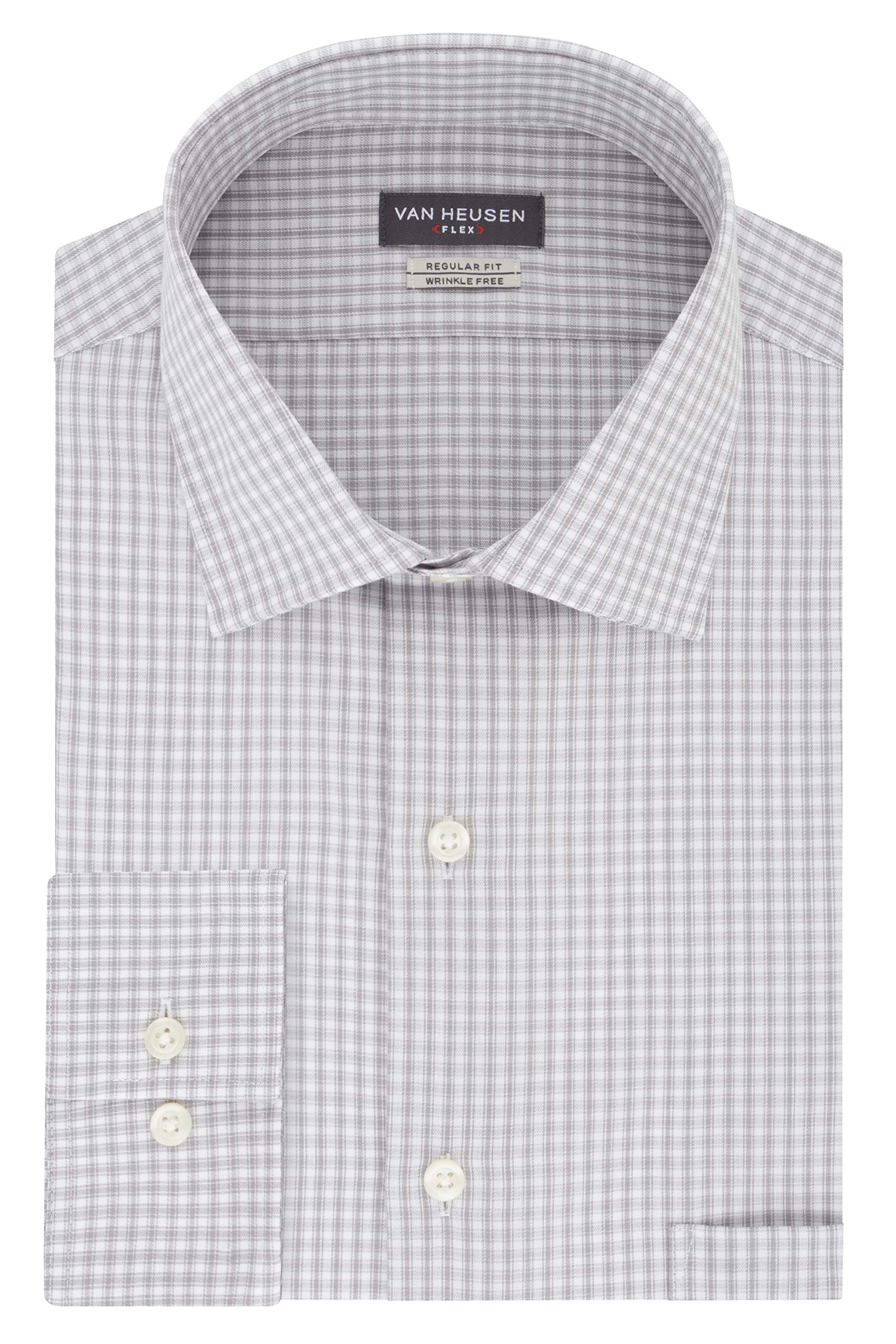 Van Heusen Men's Comfort Flex Dress Shirt - Regular Fit Check Pattern Collar Business Casual & Office Wear