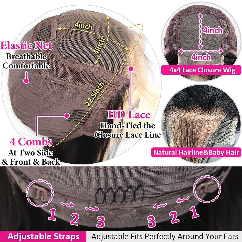 West Kiss 180% Density Deep Wave Lace Front Human Hair Wigs - 4x4 Lace Closure with Baby Hair, Pre-Plucked Natural Black Women's Wig (22 Inch) | Perfect for Daily Wear, Cosplay & Special Occasions