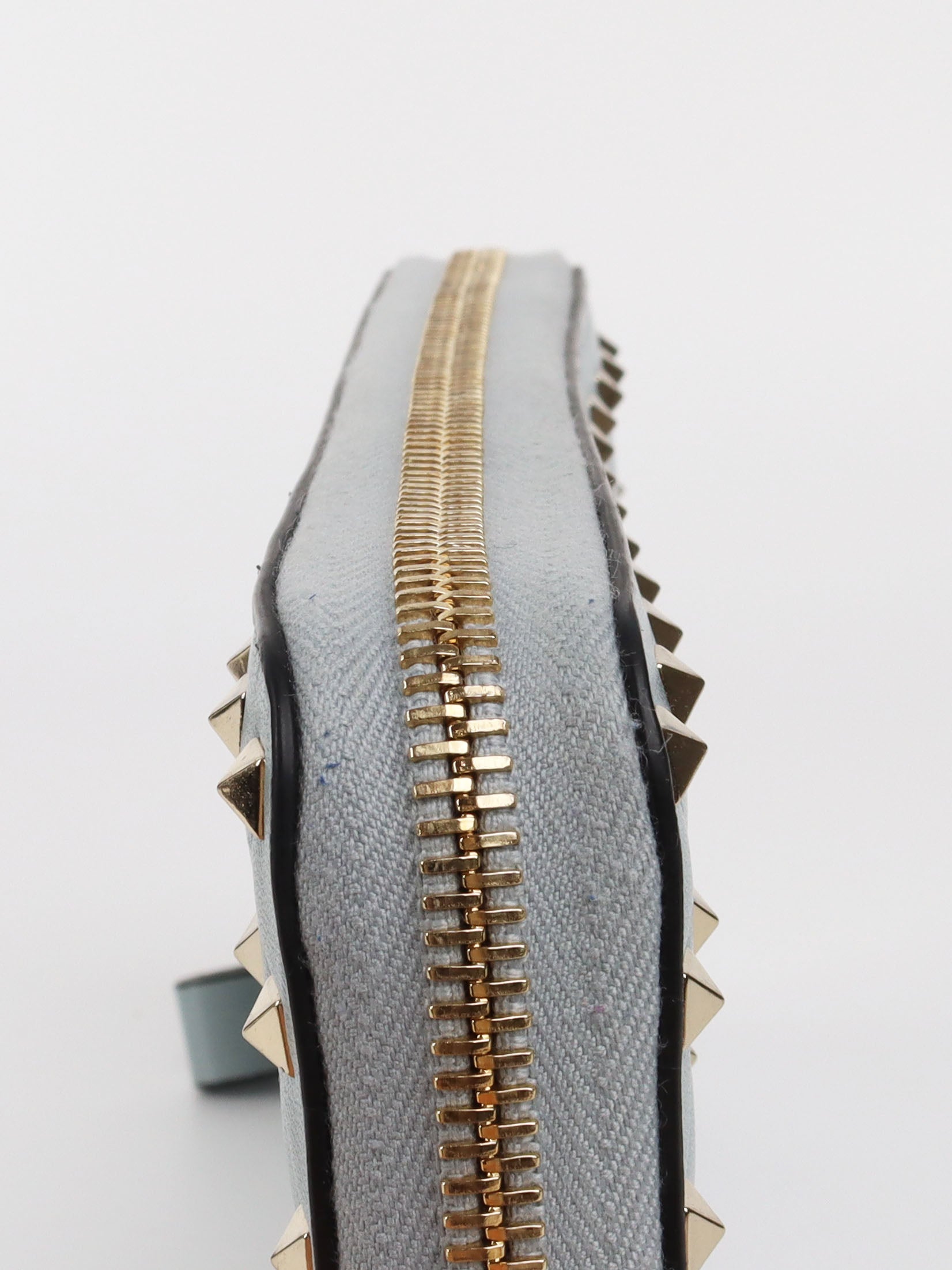 Valentino Blue Rockstud Spike Leather Wallet for Women | Designer Luxury Wallet with Studs | Perfect for Parties, Gifts & Everyday Use