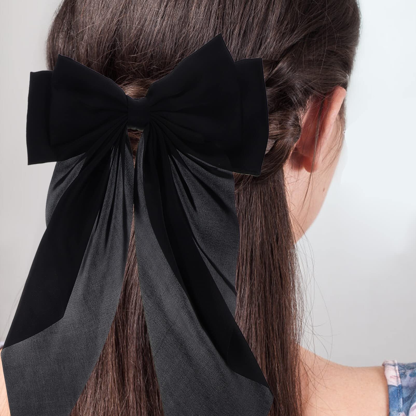 EXCLUZO 2-Pack Large Satin Layered Hair Bows with Barrettes - Elegant Hair Clips for Women & Girls - Perfect for Weddings, Parties, and Everyday Fashion Accessories
