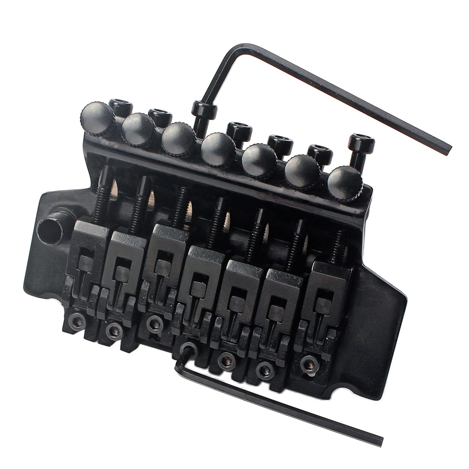 7-String Electric Guitar Double-Locking Tremolo Bridge with Whammy Bar, Wrenches & Hardware Set - Black | Replacement Part for Guitar Upgrades & Rock Performances