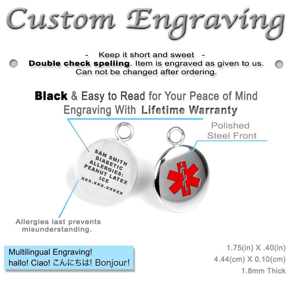 Custom Engraved Women's Medical ID Bracelet with O-Link - Personalized Stainless Steel Alert Jewelry for Allergies, Diabetes & Emergency Info - Perfect for Nurses, Doctors & Daily Wear