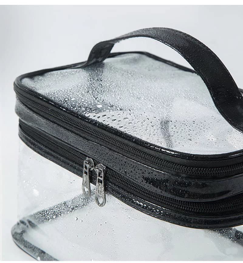 Clear PVC Makeup Bag - Waterproof Double Layer Cosmetic Organizer for Travel & Toiletry