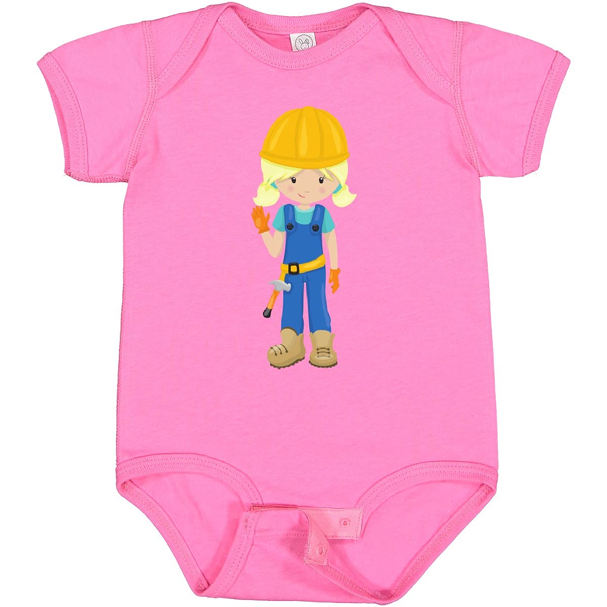 Inktastic Construction Girl Baby Bodysuit - Cute Blonde Hair Design for Toddlers & Infants - Perfect for Playdates, Construction-Themed Parties & Everyday Wear