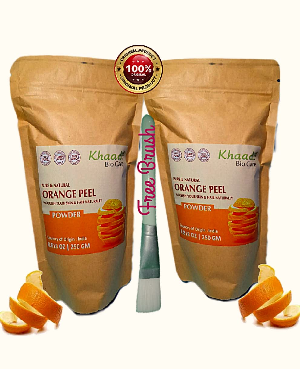 Khaadi Bio Care Pure Organic Orange Peel Powder for Skin & Face - 250g Each (Pack of 2) with Free Applicator Brush | Natural Exfoliant for Glowing Skin | DIY Face Mask & Body Scrub