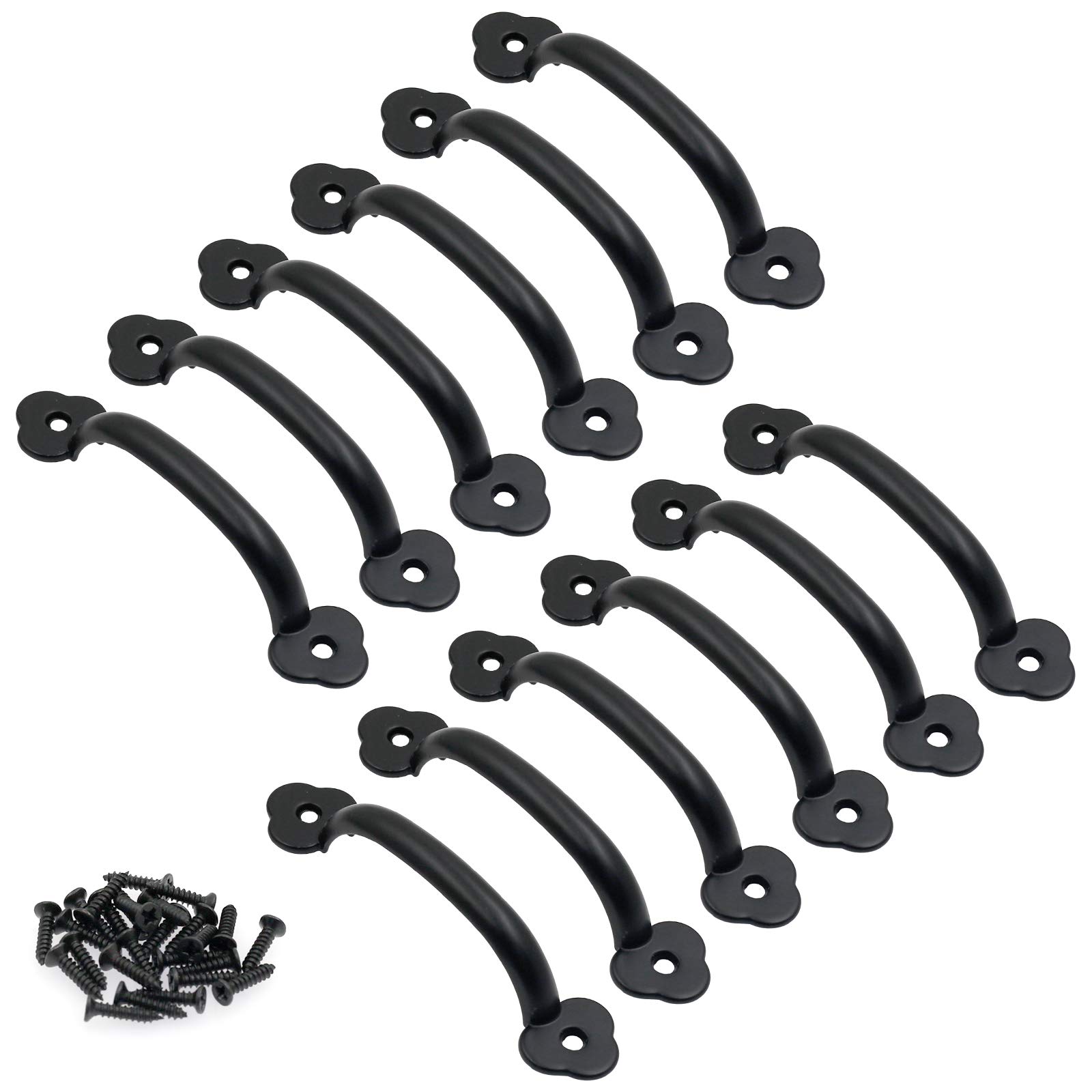 12 PCS 4 Inch Matte Black Rustic Cabinet Drawer Pulls - Antique Door Handles for Dresser, Bathroom, Kitchen & Cupboard - Perfect for Home Renovation & DIY Furniture Upgrade