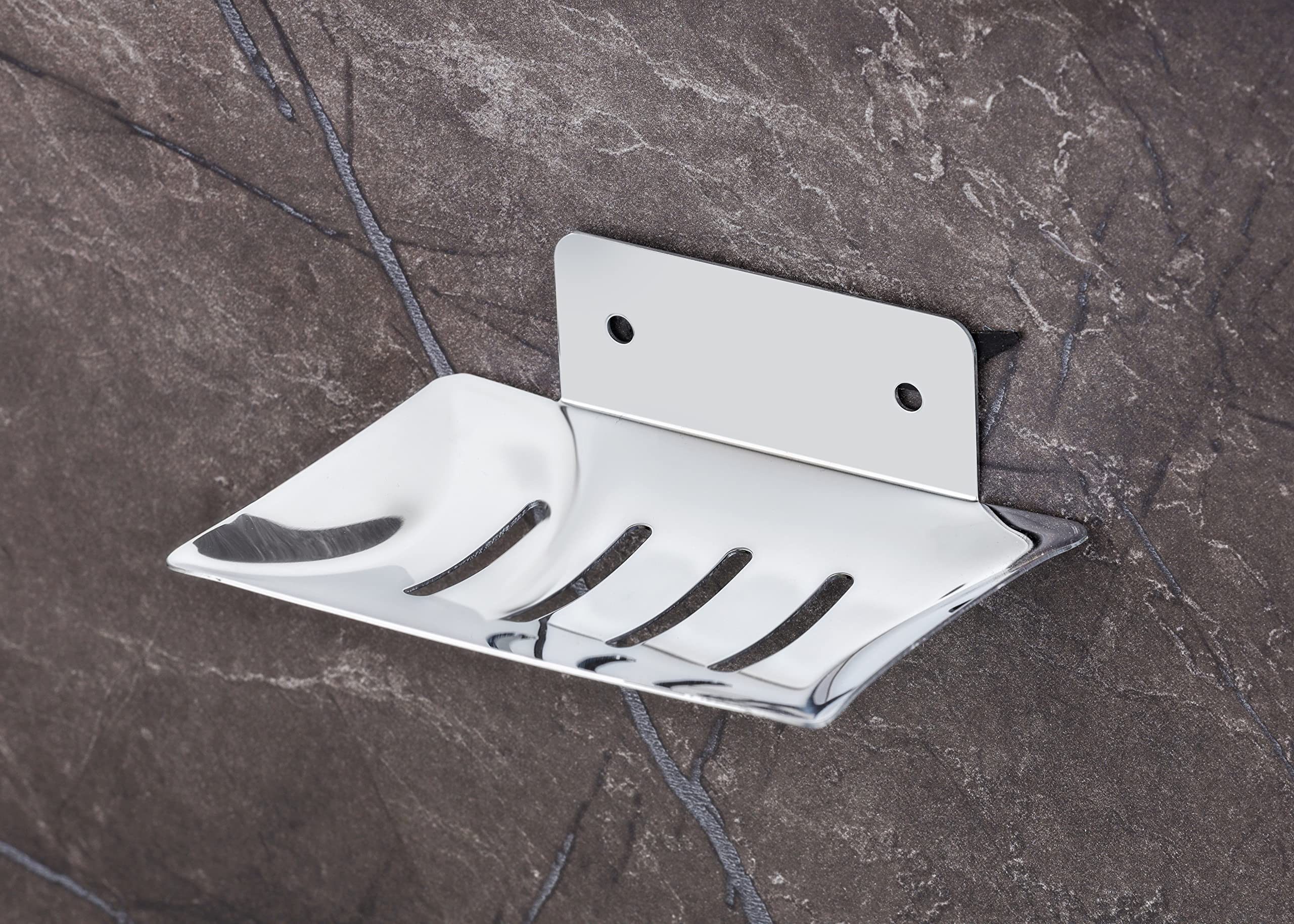 Stainless Steel Chrome Finish Square Soap Dish Holder - Bathroom Soap Tray Organizer for Sink, Shower & Vanity - Pack of 2 - Modern Home Decor Accessory