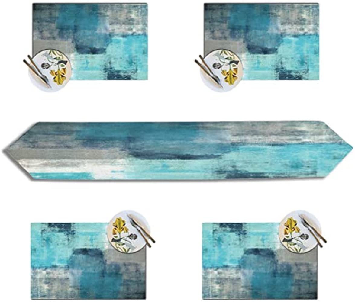 Lady Gaga Inspired Pink Placemats Set of 6 - 18x12 Inch Turquoise & Gray Artwork Dining Mats for Kitchen Table Decor | Perfect for Home, Cafe, and Party Settings