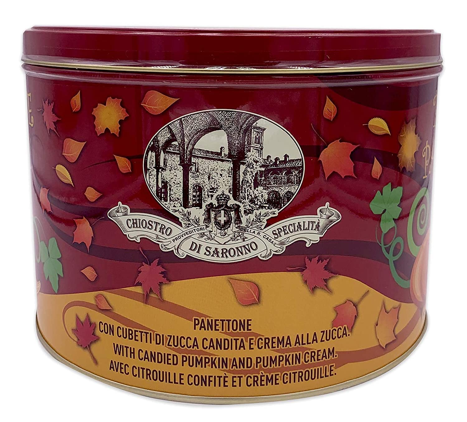 Authentic Italian Chiostro di Saronno Panettone with Sweet Pumpkin Spice Cream Filling | Holiday Gift Tin | Perfect for Christmas Desserts & Gourmet Breakfast