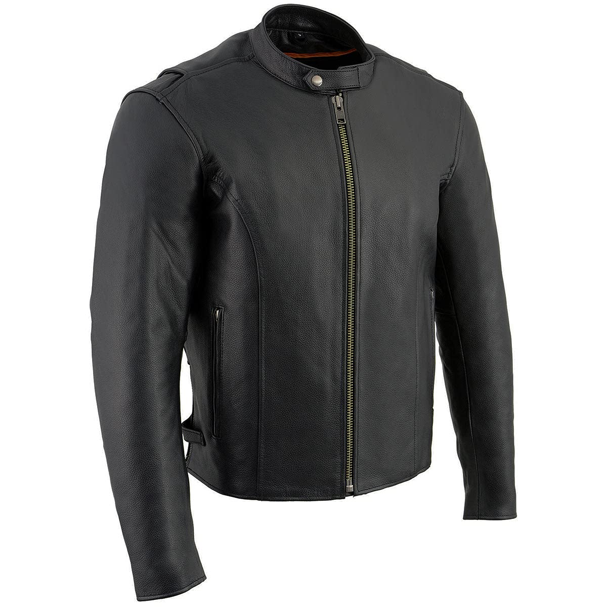 Milwaukee Leather LKM1710 Men's Black Classic Zipper Front Scooter Motorcycle Jacket - Waterproof & Windproof Riding Gear for Urban Commuting & Adventure Tours