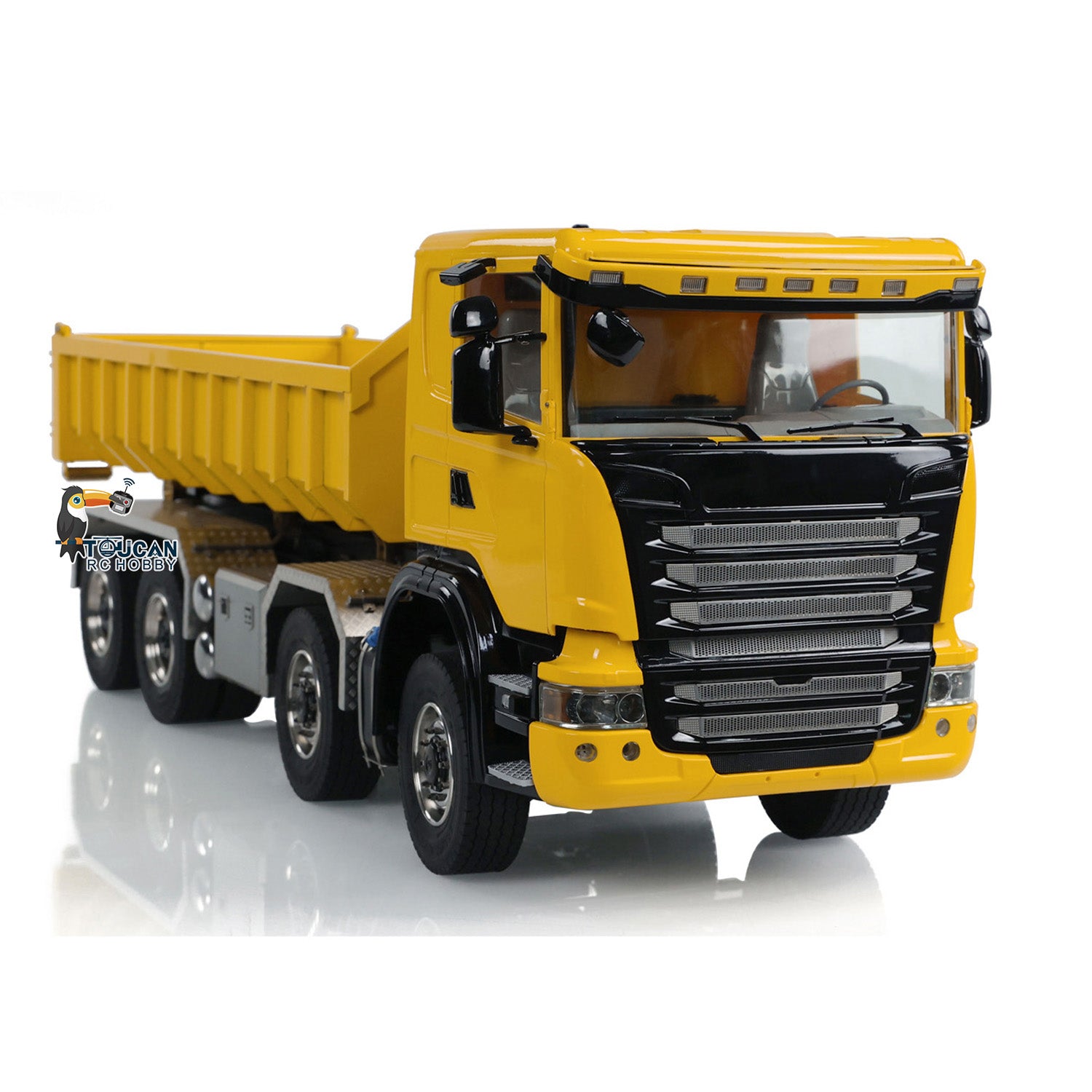 1/14 Scale 8x8 RC Hydraulic Dump Truck with 3-Speed Transmission, Differential Lock Axles & Powerful Motor - Remote Control Construction Vehicle for Off-Road Play, Sandbox Toys, and Construction Site Simulation