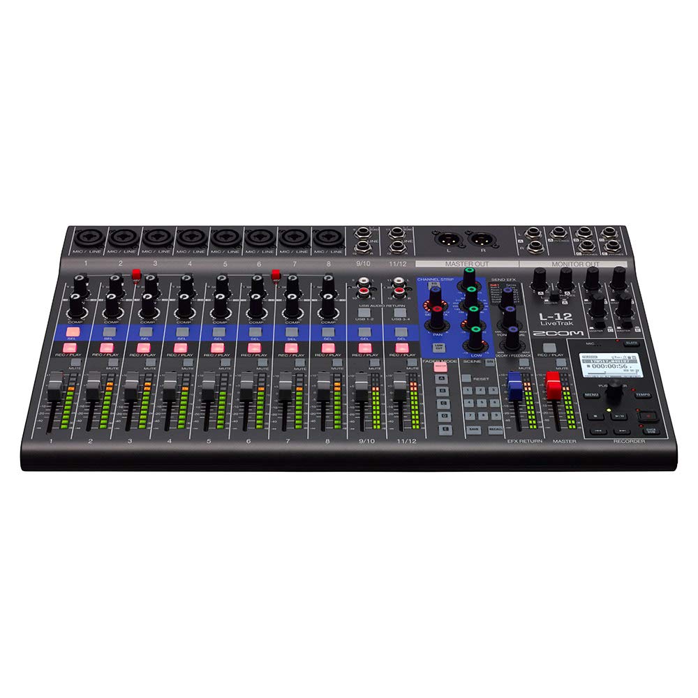Zoom LiveTrak L-12 Digital Mixer with Case, Cables & Headphones - Professional Audio Mixing for Live Performances, Podcasting & Studio Recording