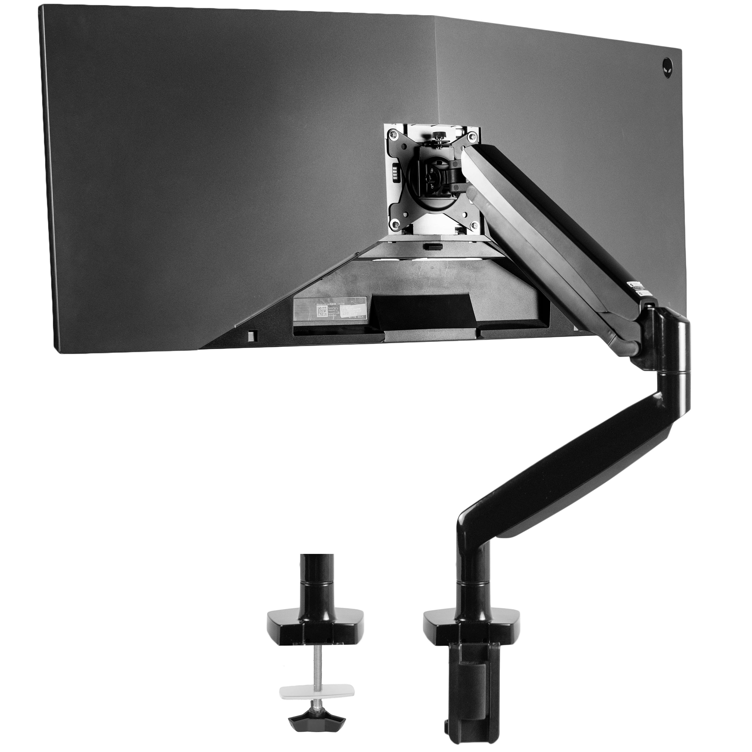 Pneumatic Arm Single Ultrawide Monitor Desk Mount - Holds Up to 40 Inch Screens for Home Office & Gaming Setup