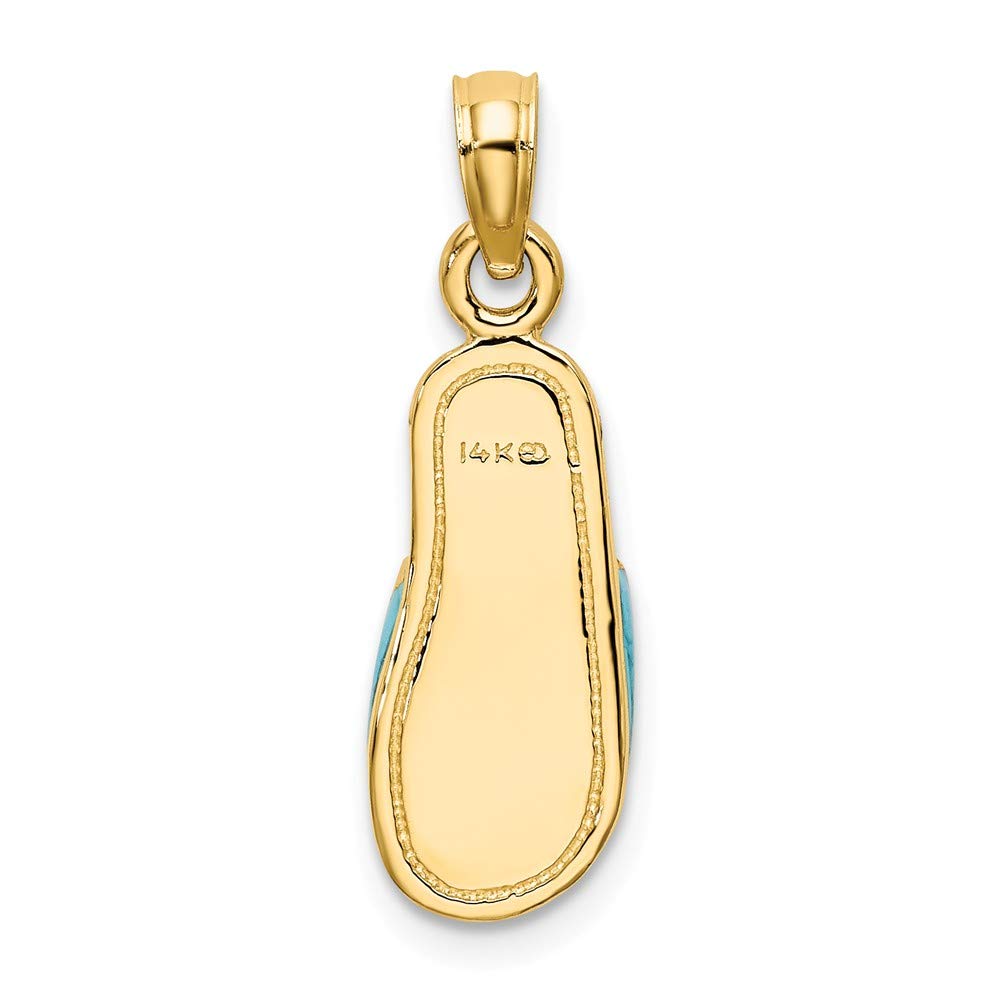 14K Yellow Gold Blue Enamel Summer Slipper Pendant Charm - Elegant Beach Jewelry for Women, Perfect Gift for Vacation & Summer Outfits