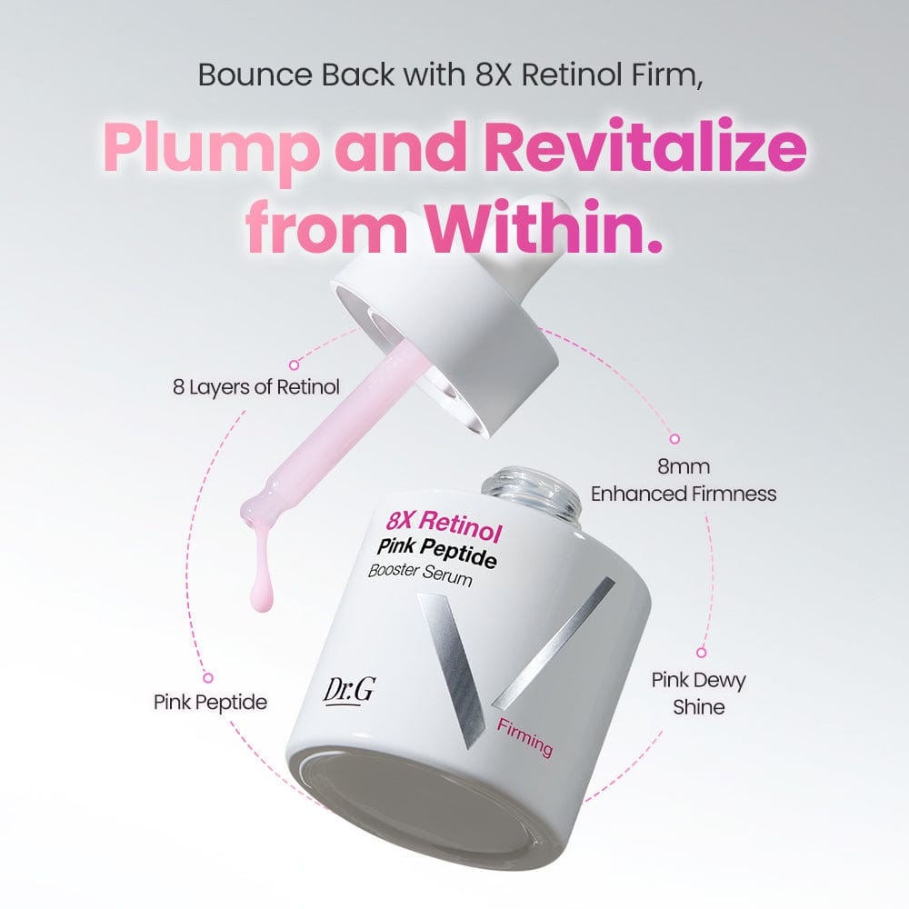 DR.G 8X Retinol Pink Peptide Booster Firming Serum 30ml - Anti-Aging Face Serum for Wrinkles & Fine Lines - Perfect for Night Skincare Routine & Mature Skin Care