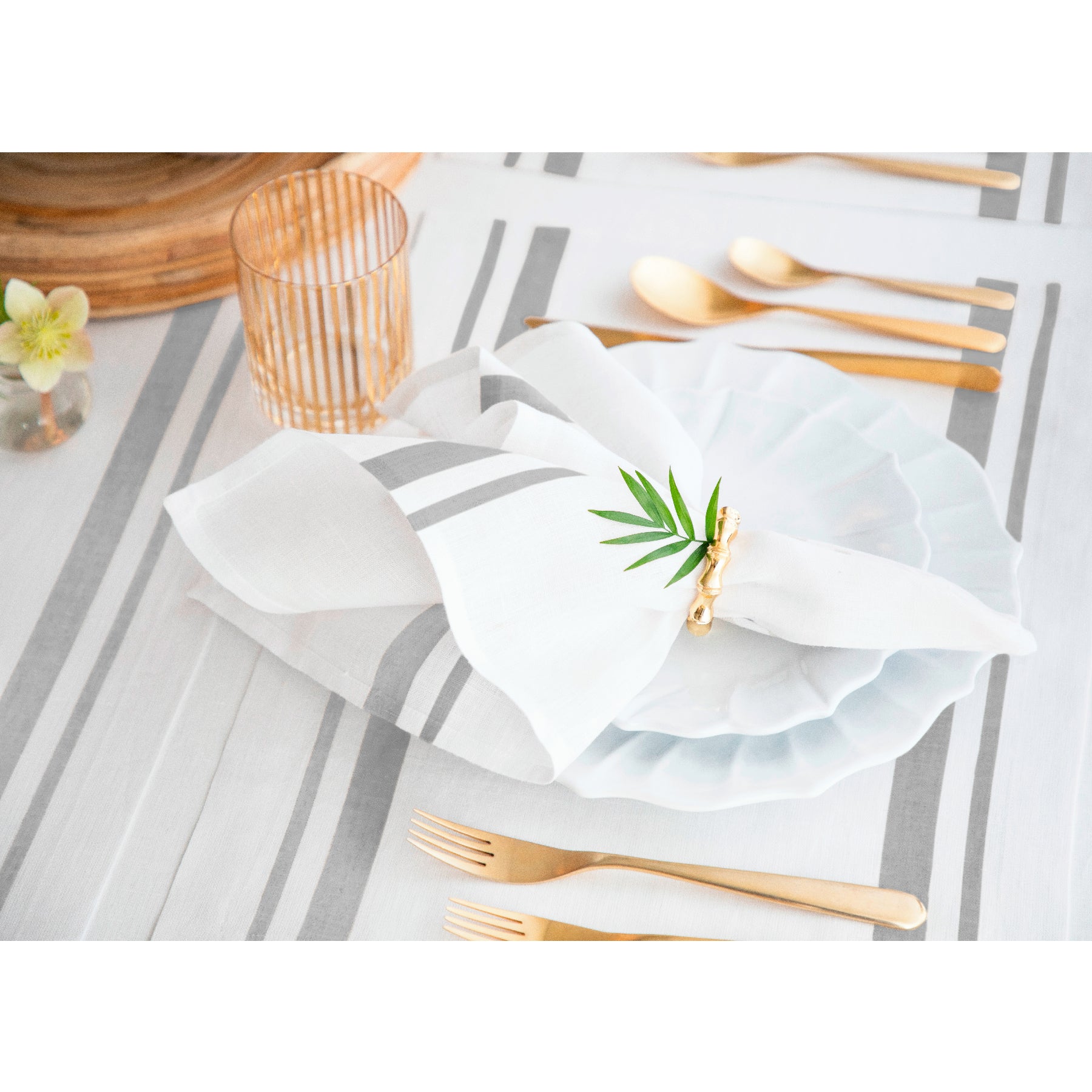 French Striped Cotton Napkins - Premium 12-Pack for Dining, Parties & Home Decor - Elegant Table Setting Accessories