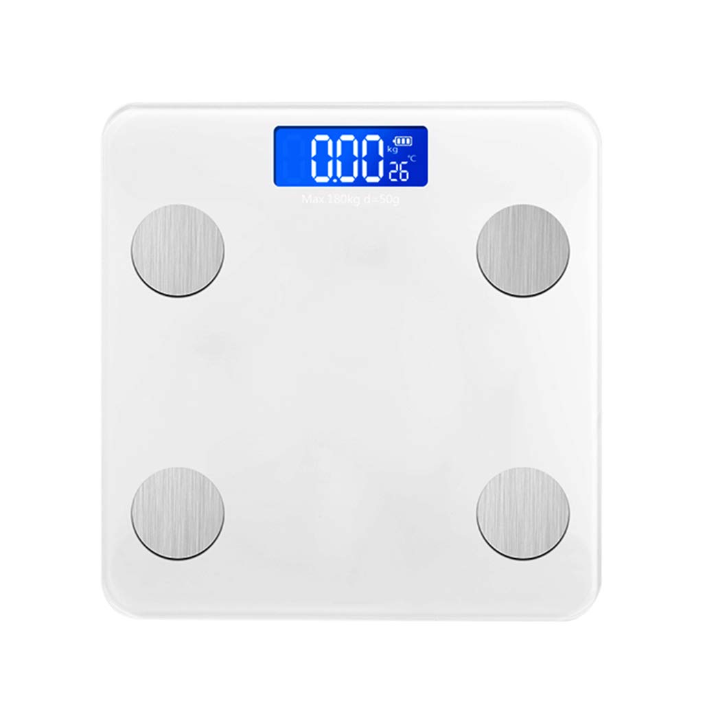 Smart Body Fat Scale with Bluetooth - Digital Bathroom Scale with Backlit LCD Display, Tempered Glass, USB Charging (0.2-180kg/0.4-400lbs) - Accurate Weight & BMI Measurement for Home Gym, Fitness Tracking & Health Monitoring