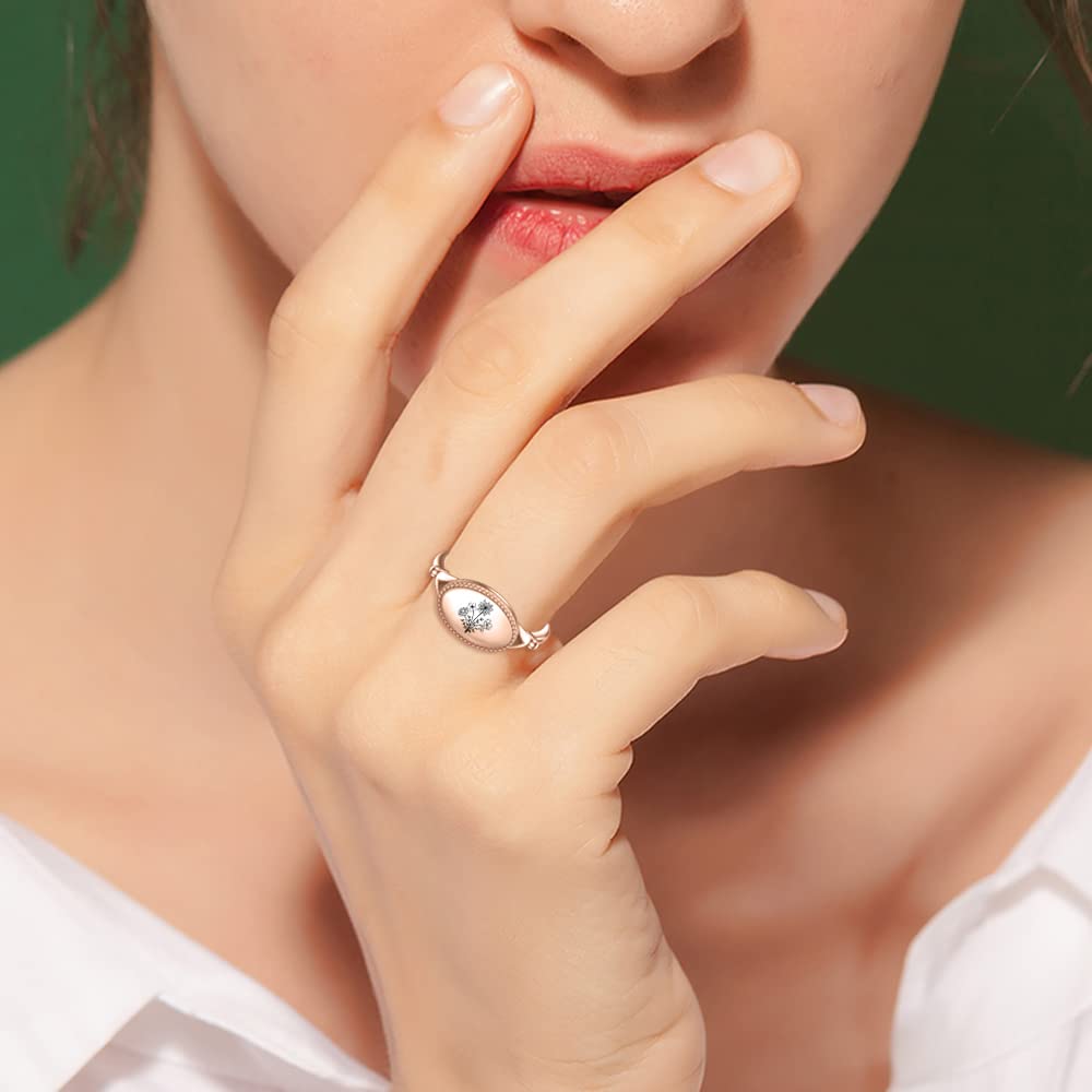 SIMONLY Personalized Birth Month Flower Ring for Women & Men - 925 Sterling Silver Mother's Day & Birthday Gift - Perfect for Anniversary, Valentine's Day & Special Occasions