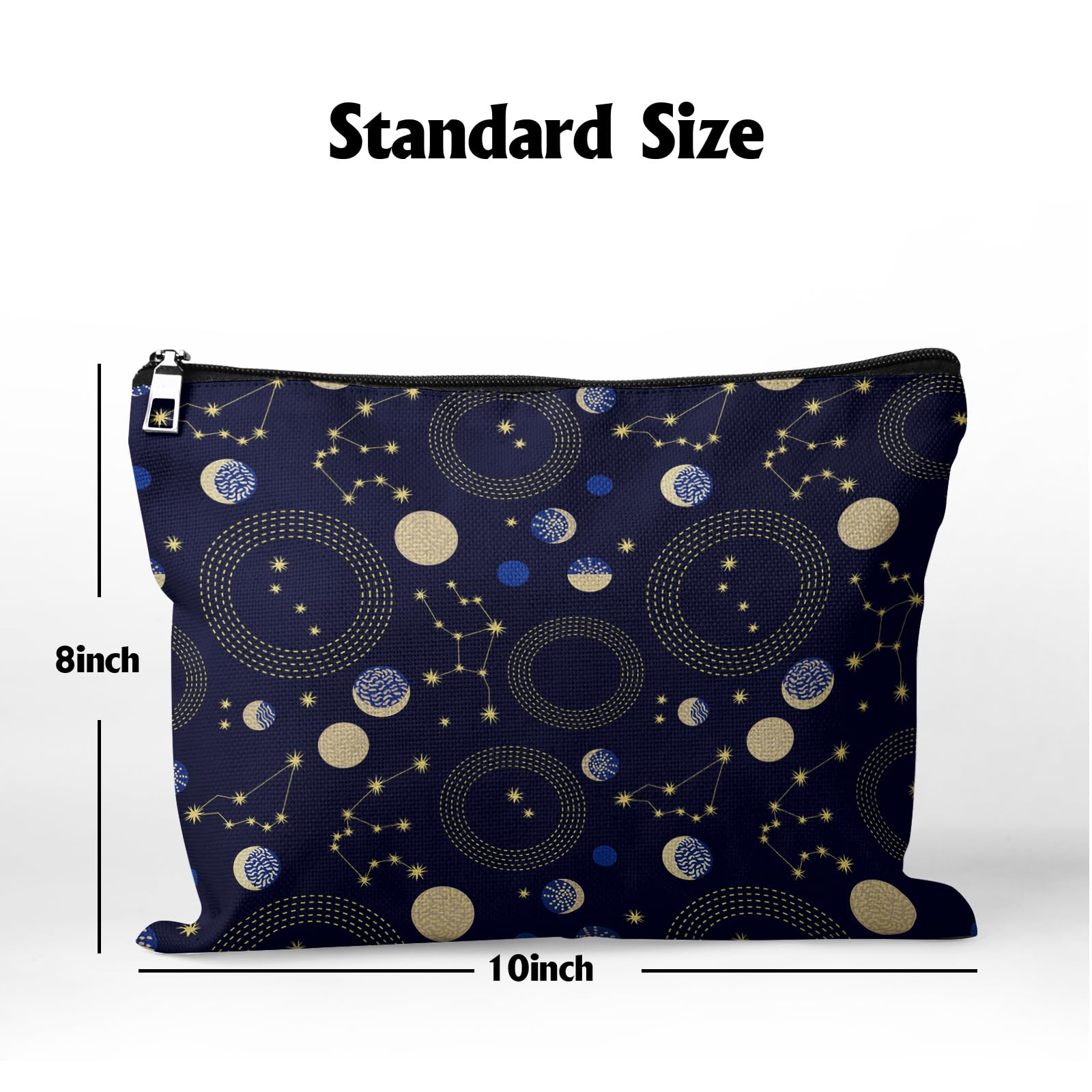 Retro Zodiac Sky Makeup Bag Large Cosmetic Organizer for Women - 10x8 Inch Travel Toiletry Bag with Zipper for Jewelry & Skincare Essentials | Perfect for Travel, Gym & Daily Use
