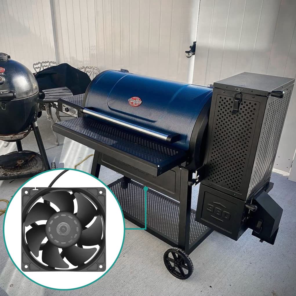 Char-Griller Gravity Fed 980 Grill Temperature Control Fan - 3800RPM Turbo Fan for Fast Heat-Up & Precise Temperature Regulation | Perfect for Backyard BBQs, Tailgating & Outdoor Cooking