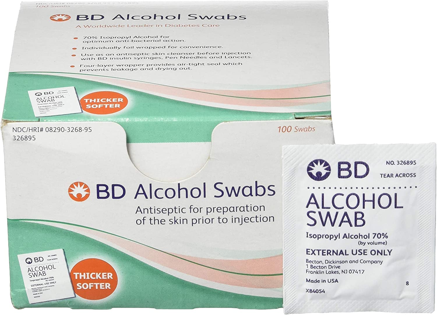 BD Medical Systems 326895 Alcohol Prep Pads - 12 Boxes of 100 Sterile Alcohol Swabs for First Aid, Injection & Wound Care | Medical, Tattoo & Travel Essential