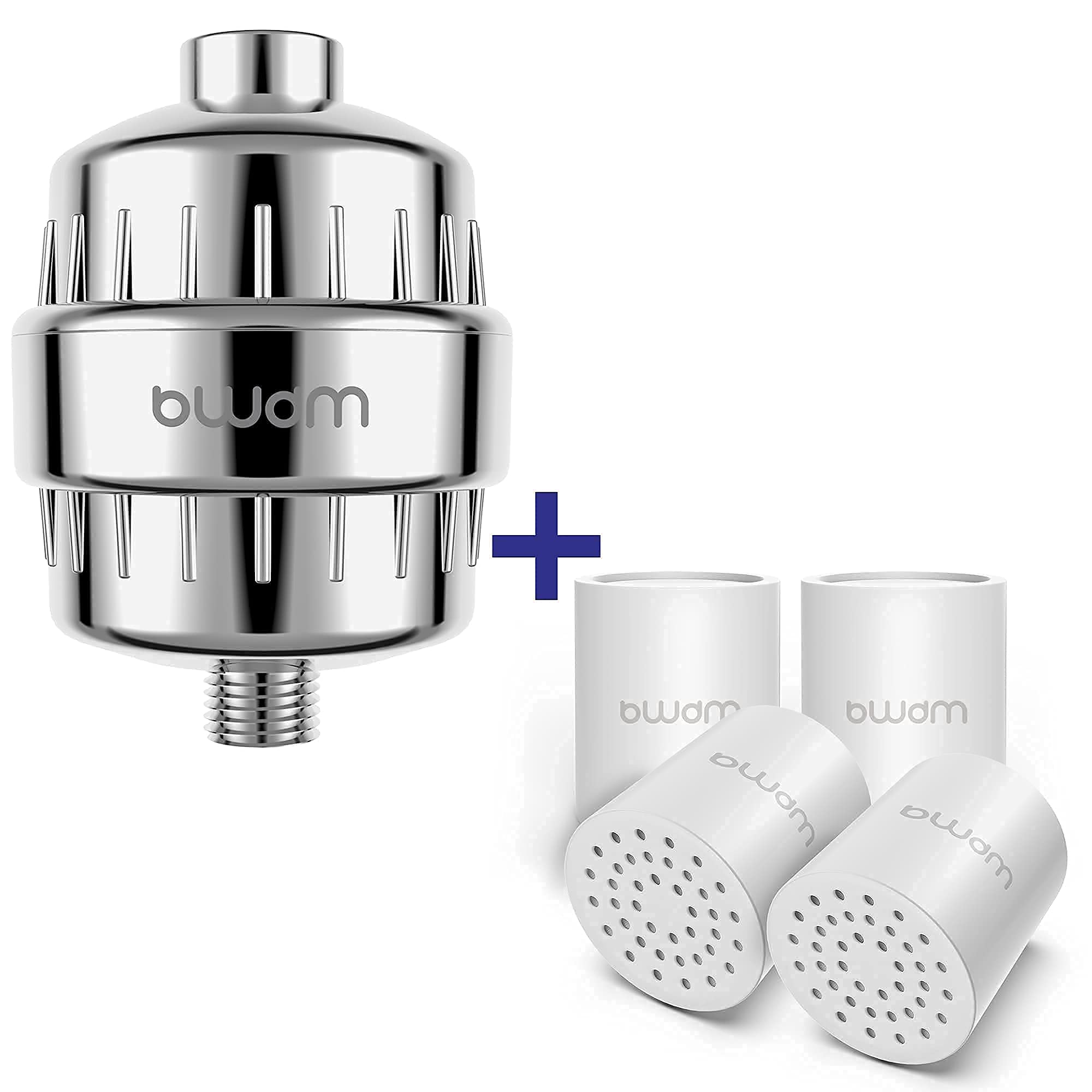 15-Stage High Output Shower Filter with Vitamin C - Removes Chlorine & Fluoride for Hard Water - Includes 4 Replacement Cartridges - Best for Dry Skin, Hair Care & Sensitive Skin - Ideal for Home Spa, Baby Bath & Allergy Relief - Perfect for Hydrating Skin & Improving Hair Health - Great for Daily Shower, Family Use & Water Purification