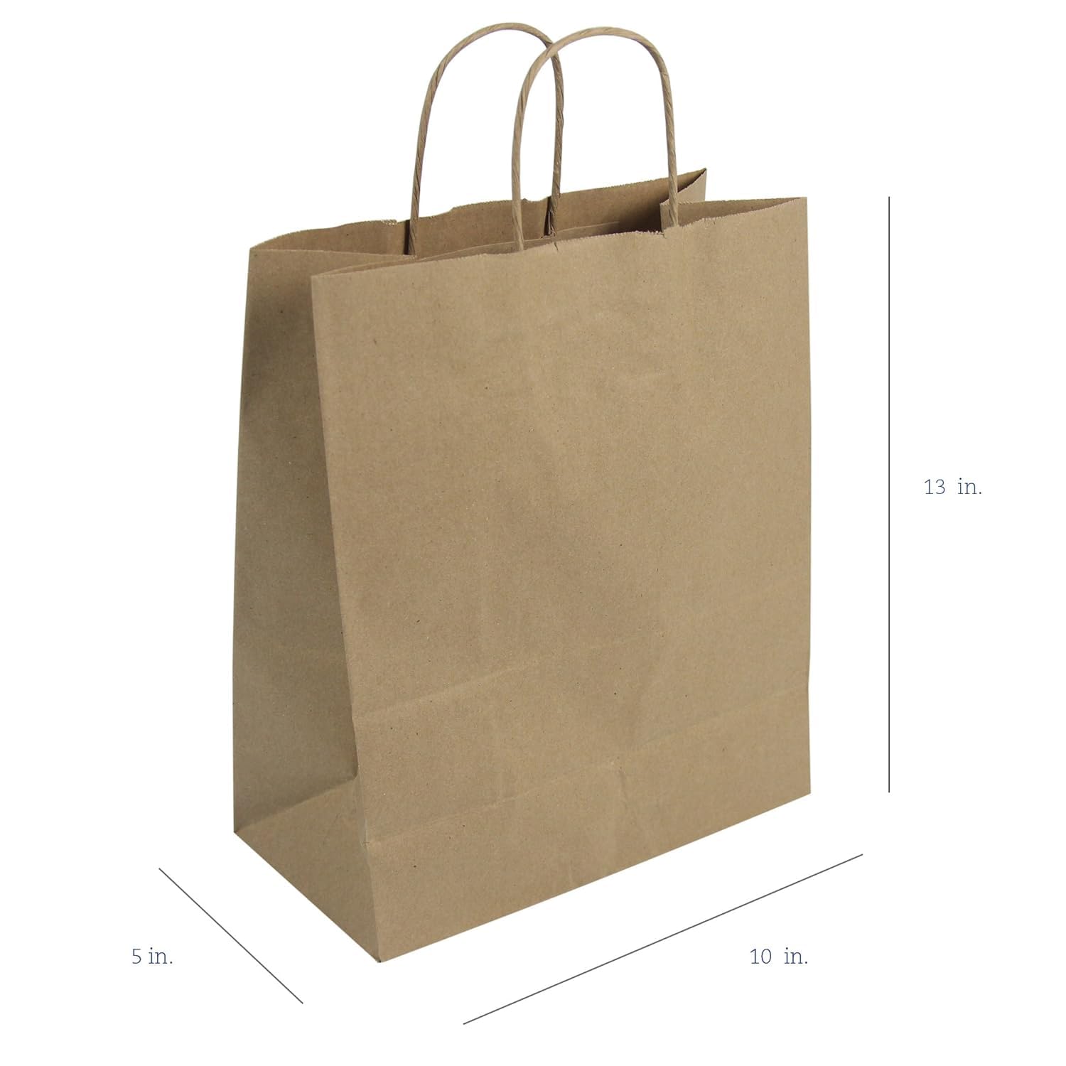 Duro Bag Missy Dubl Life 60# Recycled Kraft Shopping Bags - FSC Certified (Pack of 250) - Eco-Friendly Grocery, Retail & Bulk Shopping Bags for Stores, Markets & Sustainable Living