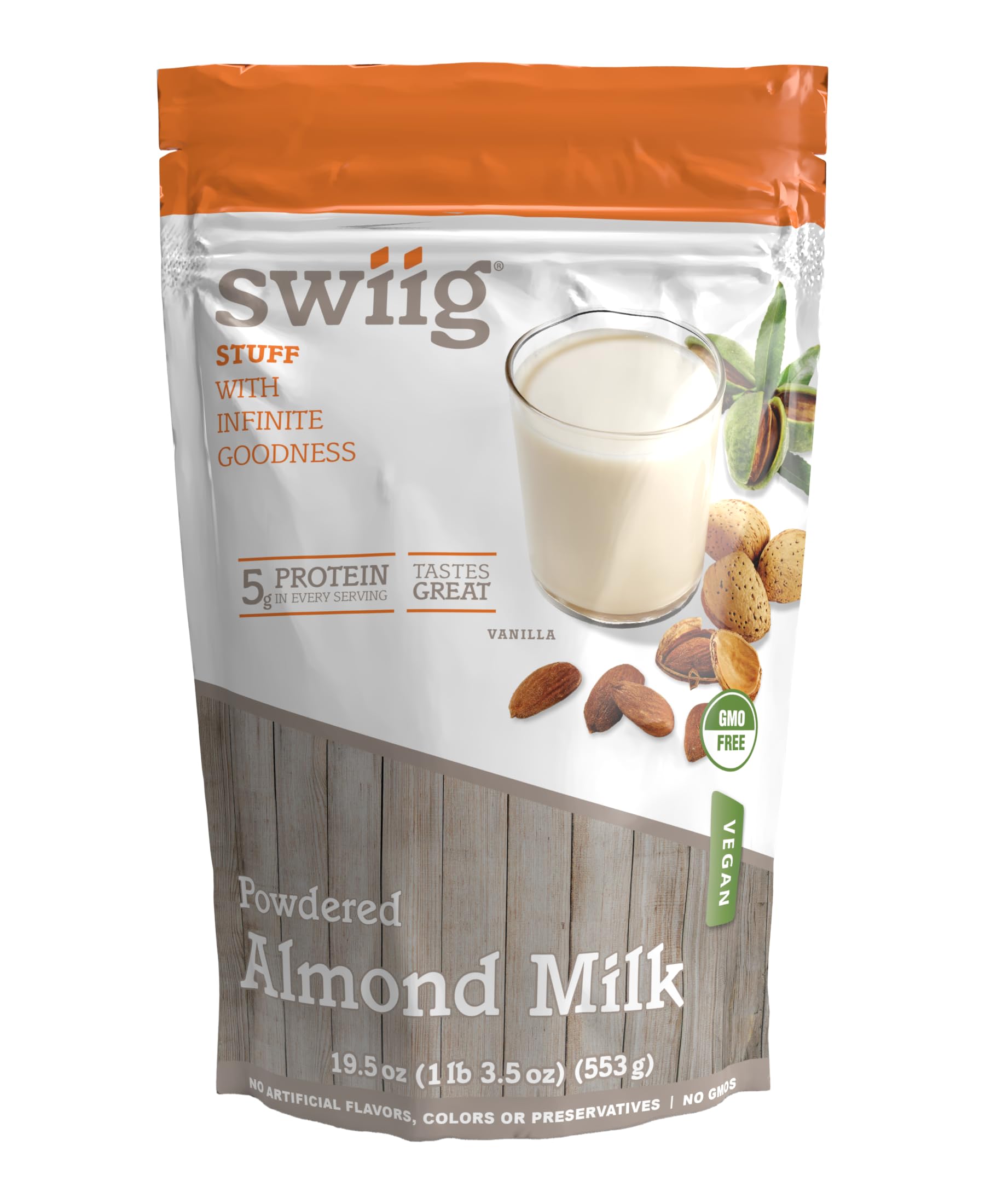 Organic Powdered Almond Milk - Vegan, Non-GMO, Gluten-Free, No Added Sugar, 5g Plant Protein per Serving | Vanilla Flavor (1.22 lb) | Perfect for Smoothies, Baking & Dairy-Free Lattes