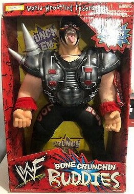 Vintage 1999 WWF Jakks Pacific Bone Crunchin' Buddies Series 2 Hawk Action Figure - Collectible Wrestling Toy for Fans & Display