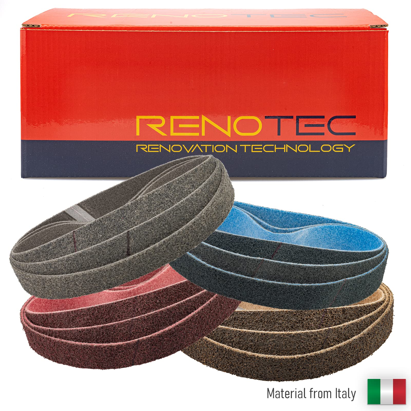 40 x 760mm Nylon Sanding Belt 12-Pack - 3 Each of 150/240/400/600 Grit Non-Woven Abrasive Belts for Surface Conditioning, Polishing & Grinding - Perfect for Pipes, Curved Surfaces & Handrails - Ideal for Woodworking, Metal Finishing & DIY Home Improvement Projects