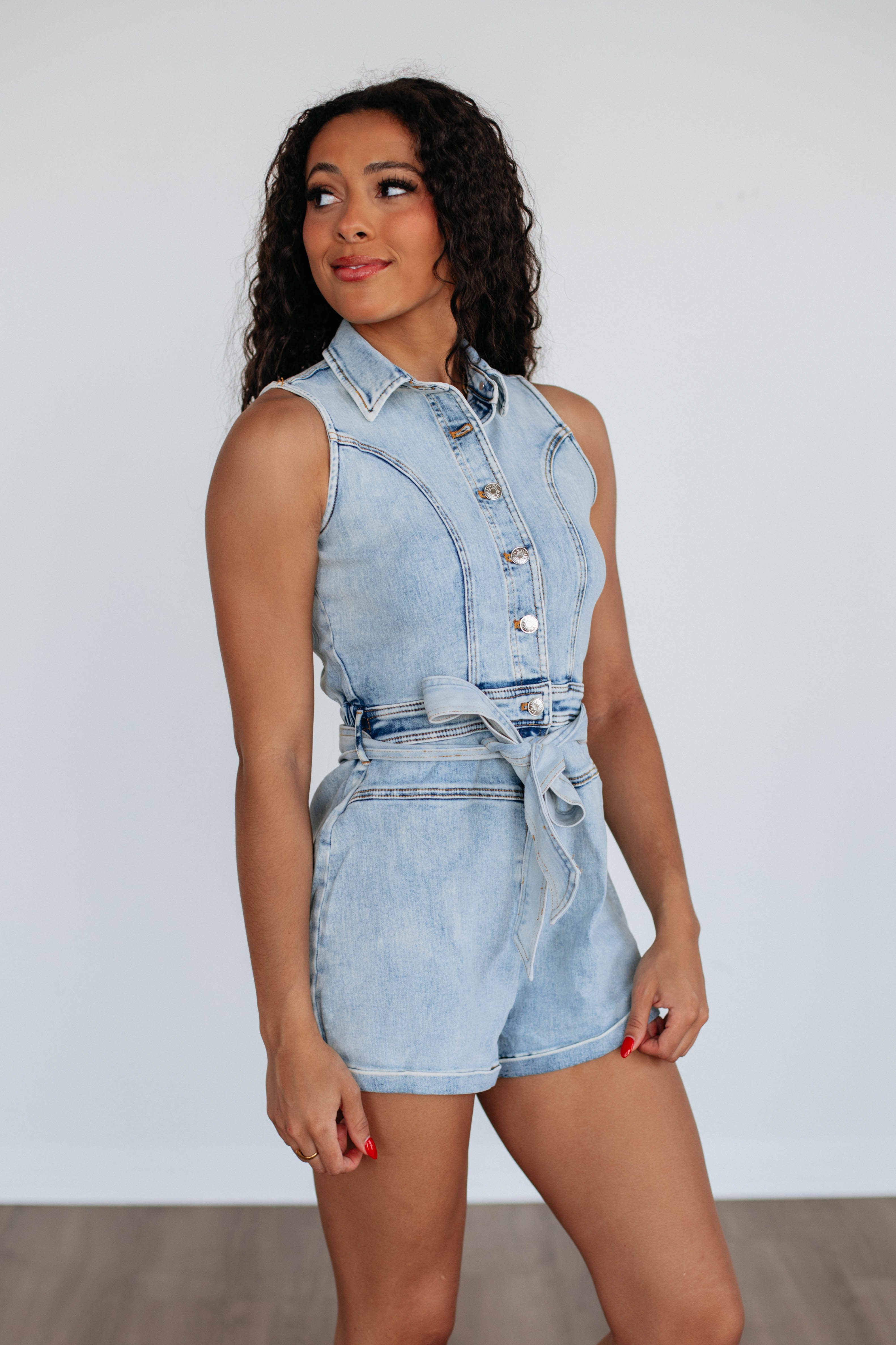 Austen Denim Romper for Women - Stylish Jumpsuit with Pockets | Perfect for Casual Outings, Summer Fashion & Streetwear