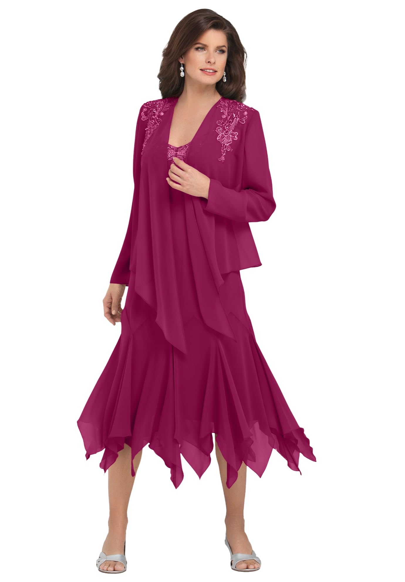 Roaman's Women's Plus Size Sequin Jacket Dress Set - Elegant Evening Outfits for Special Occasions & Parties