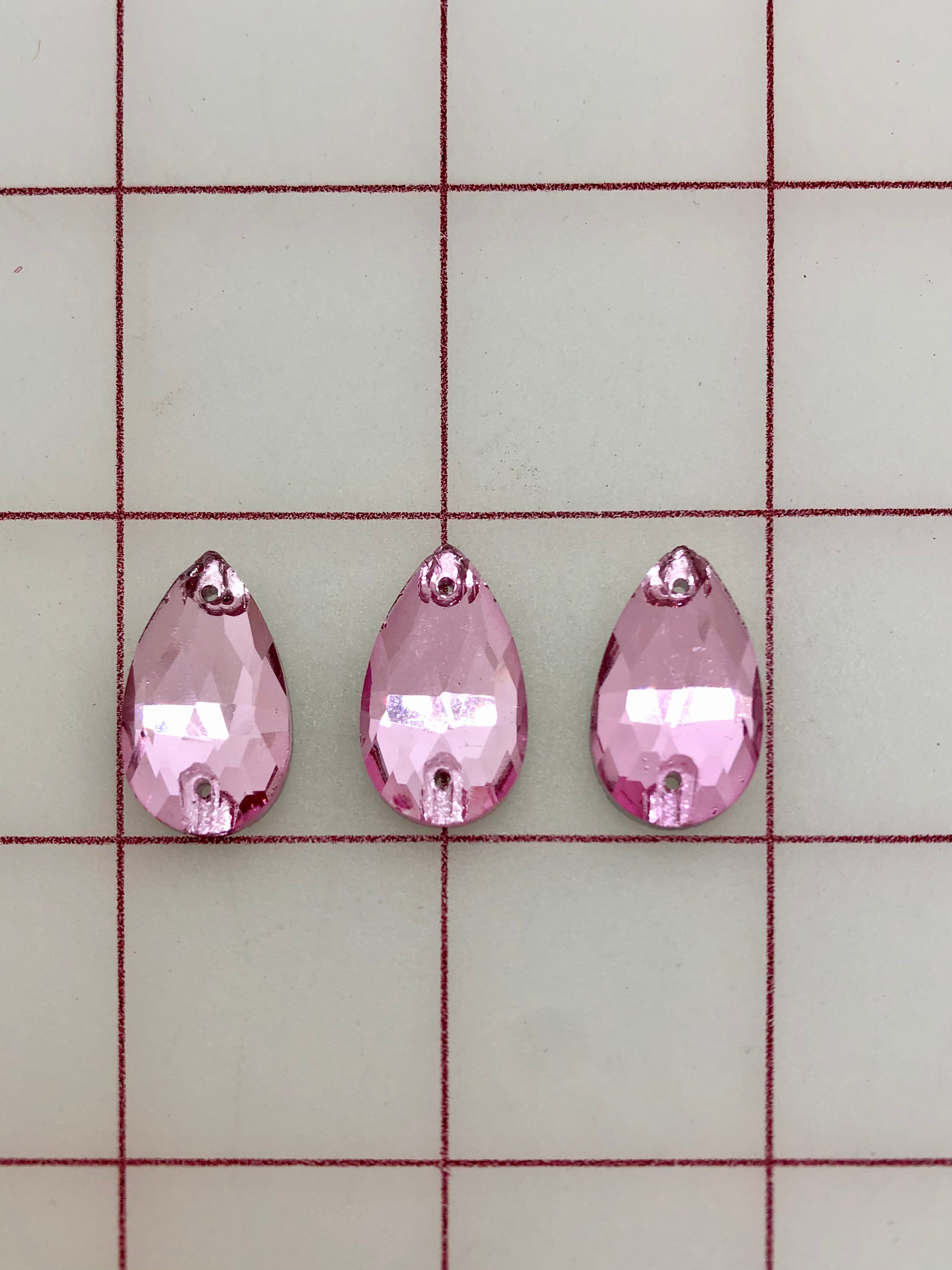 13x22mm Czech Bright Cut Light Pink Pear Shape Rhinestones for Sewing - Perfect for DIY Clothing, Bridal Dresses, Costumes and Craft Projects