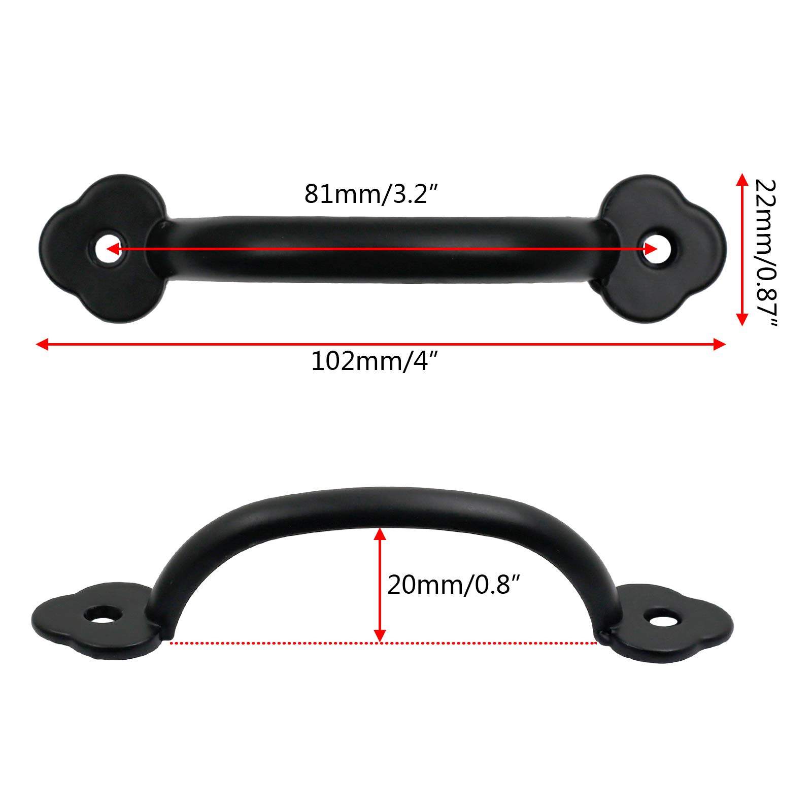 12 PCS 4 Inch Matte Black Rustic Cabinet Drawer Pulls - Antique Door Handles for Dresser, Bathroom, Kitchen & Cupboard - Perfect for Home Renovation & DIY Furniture Upgrade