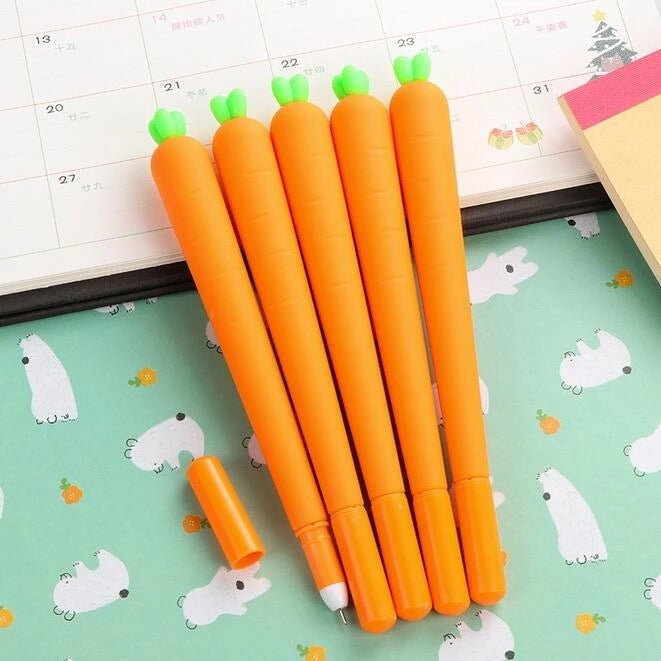 0.5mm Black Ink Carrot Gel Pen - Smooth Writing for School, Office & Art Projects - Fine Point Gel Ink Pen for Note Taking, Journaling & Sketching
