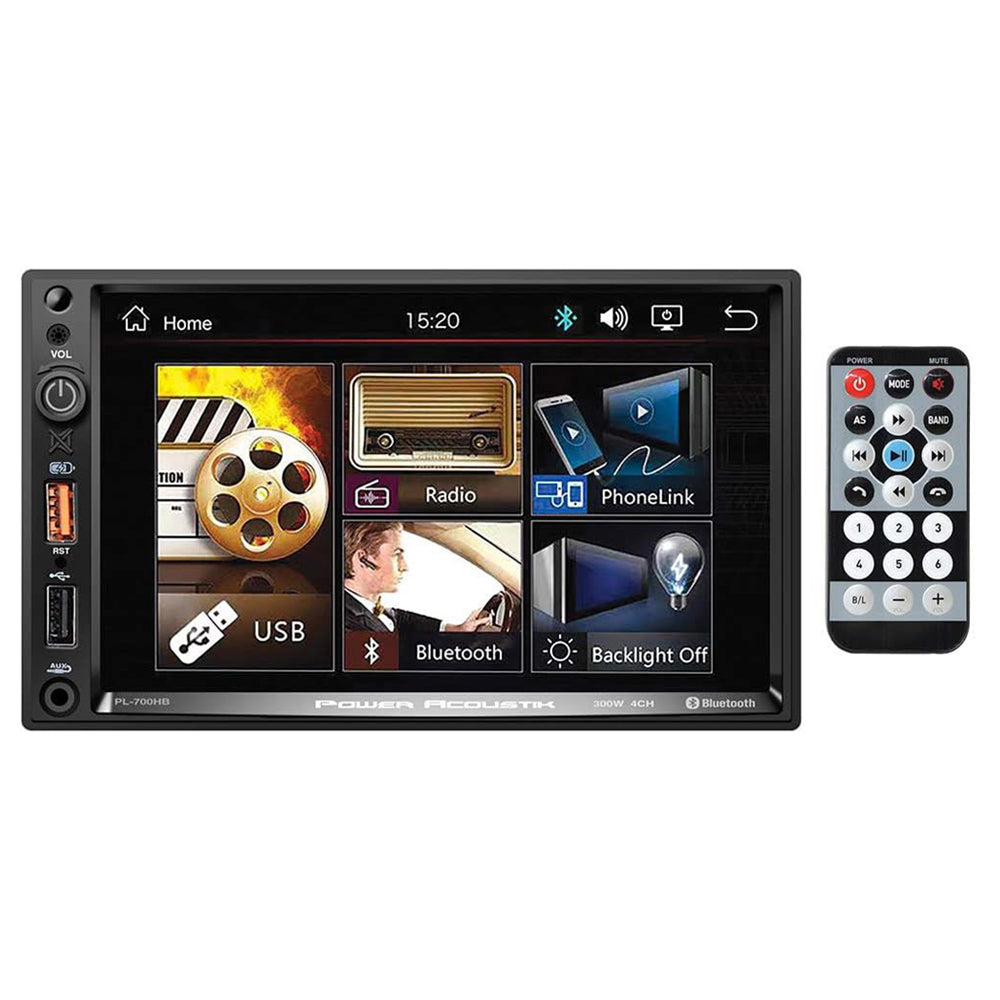 Power Acoustik PL700HB 2 DIN Digital Media Receiver with Bluetooth, USB, MP3 Playback - Car Stereo System for Hands-Free Calling & Music Streaming