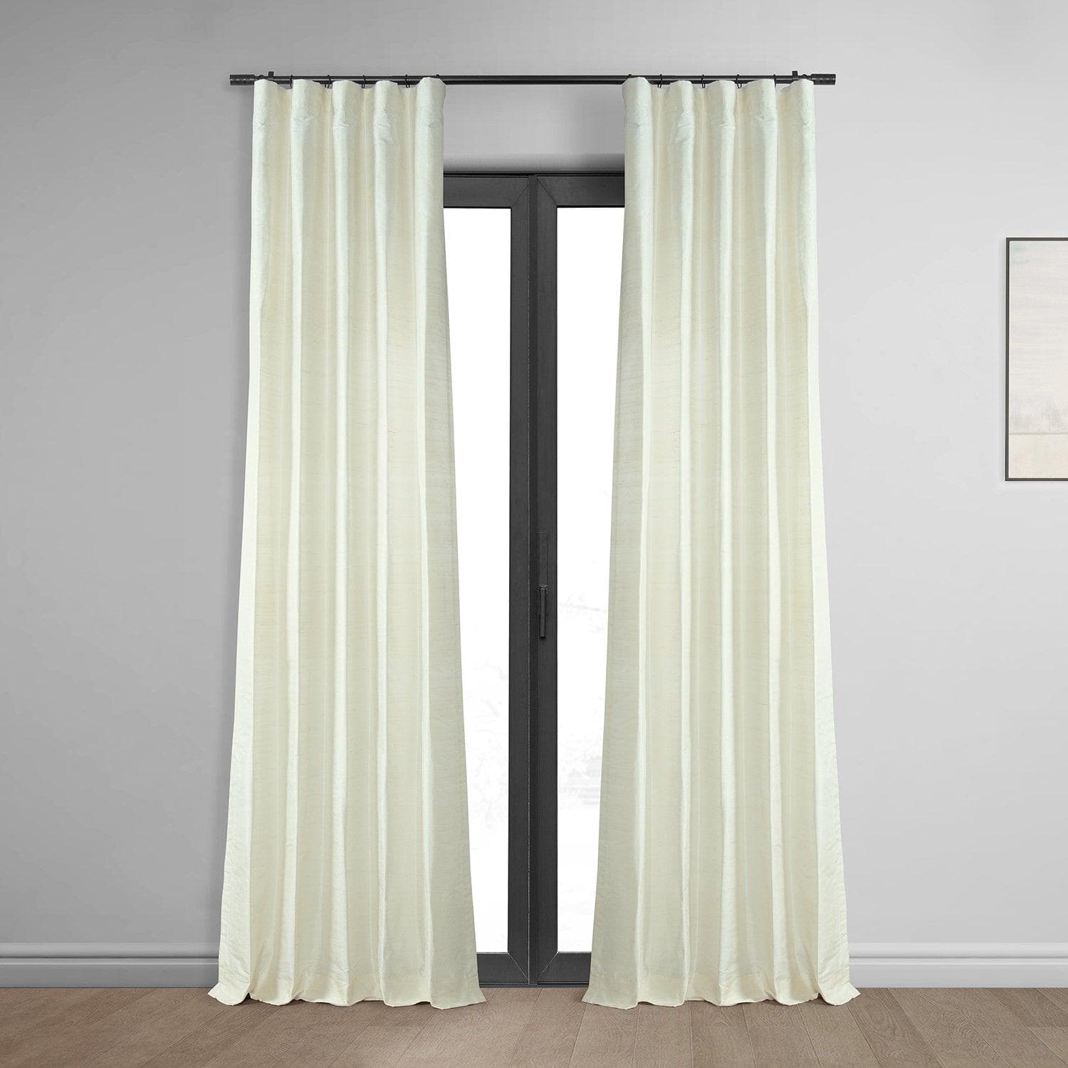 Luxury Pearl Textured Dupioni Silk Blackout Curtains - Elegant Room Darkening Drapes for Bedroom, Living Room & Home Theater