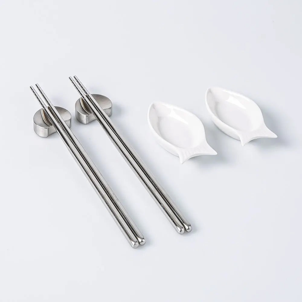 Premium BIA Chopstick Set for 2 - Elegant White Chopsticks with Holder (905436WH) - Perfect for Asian Dining, Sushi Nights & Gift Giving