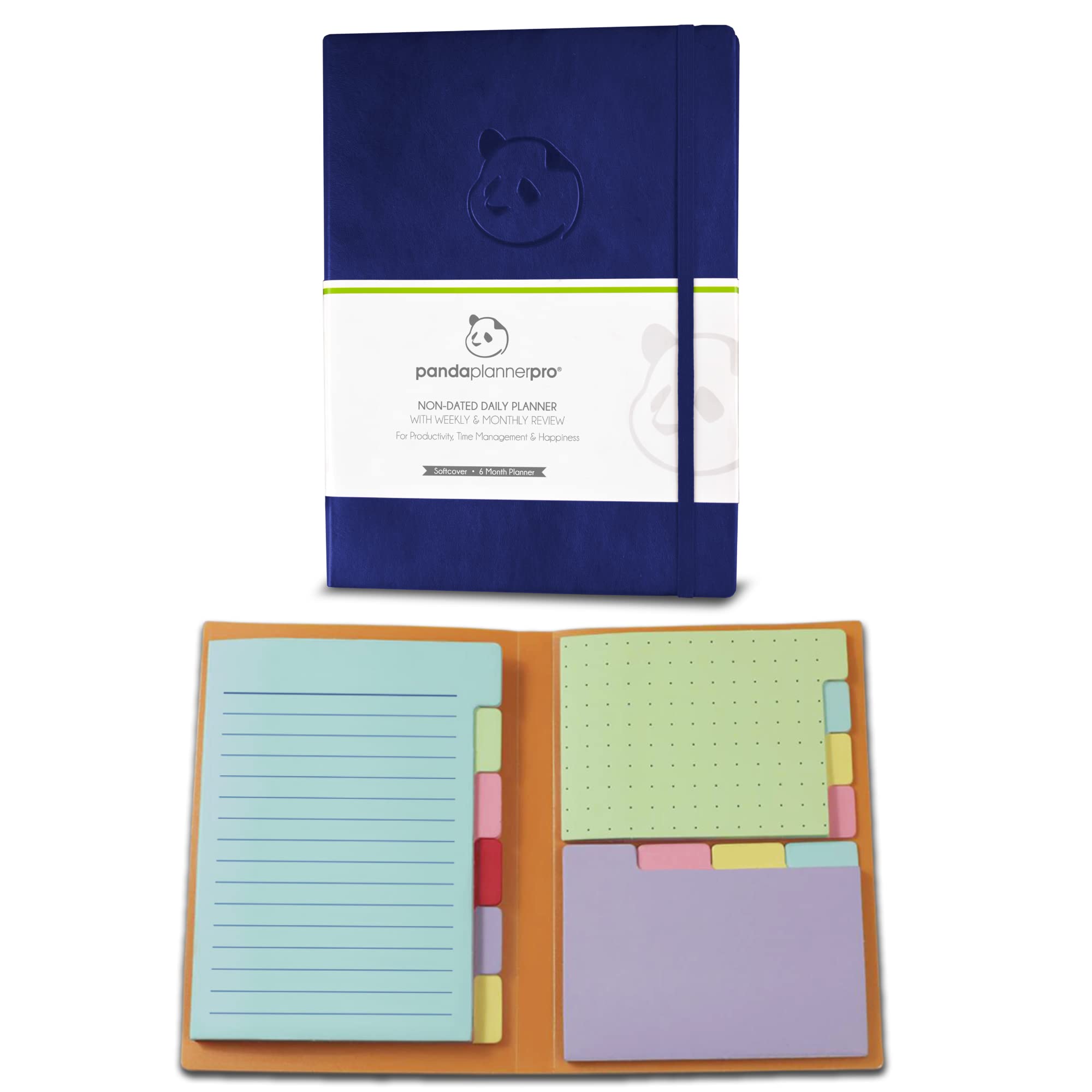 Purple Pro Undated 6-Month Daily Planner with Spring Sticky Notes - Productivity Planner & Organizer for Work, School, and Goal Tracking - Panda Planner for Effective Time Management