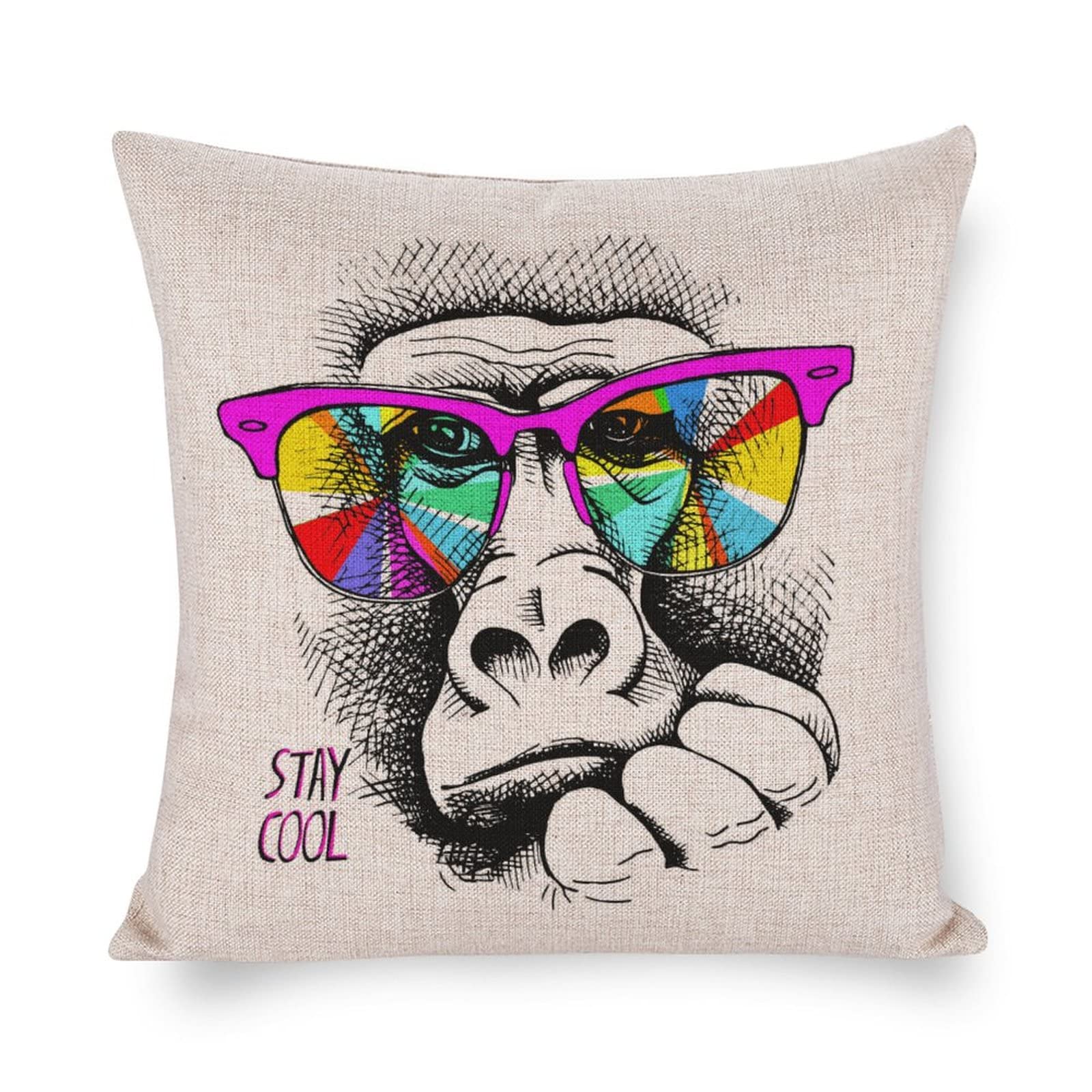 Serenasyoung 16x16 Inch Decorative Throw Pillow Covers - Monkey in Rainbow Glasses Design for Couch, Bed, Indoor & Outdoor Use | Soft & Stylish Home Decor Accent