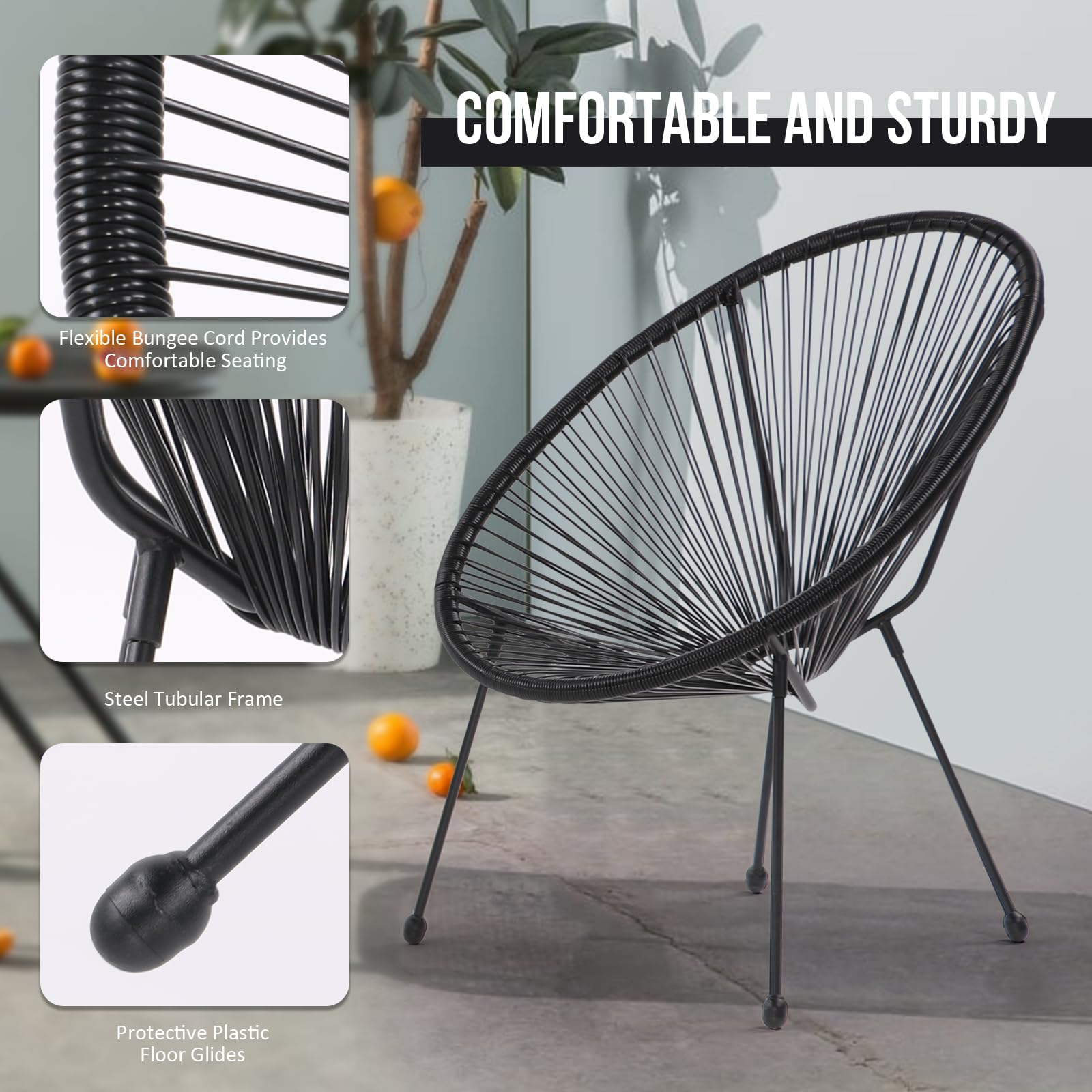 SoarFlash 3-Piece Outdoor Wicker Bistro Set with Coffee Table - Patio Conversation Set in Black Rattan for Lawn, Garden, Backyard - Perfect for Relaxing, Entertaining, and Outdoor Dining