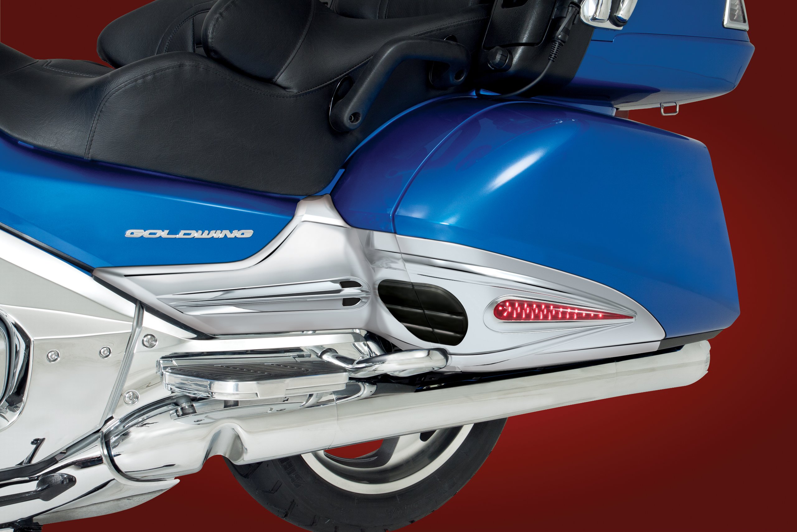 Show Chrome Accessories 52-816 LED Motorcycle Saddlebag Scuff Protectors for Honda GL1800 Goldwing (2012-2017) - Bright Accent Lighting for Night Riding Safety & Style