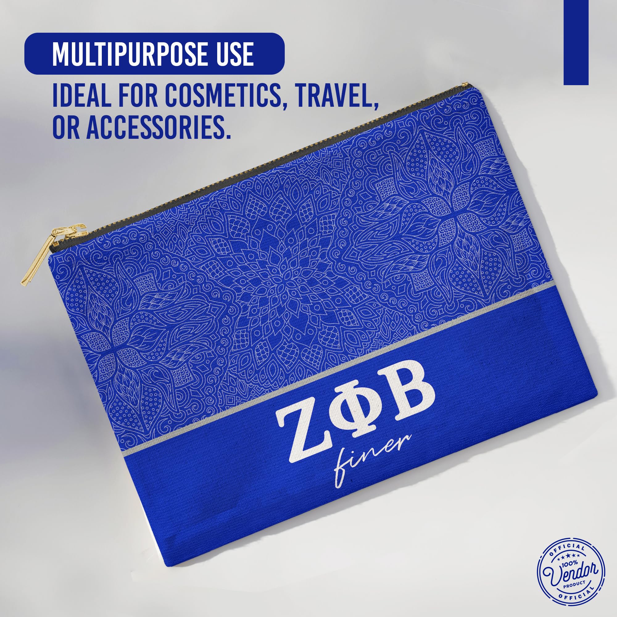 Zeta Phi Beta Sorority Cosmetic Bag - Official Greek Makeup Pouch & Travel Organizer for College Sisters | Perfect for Sorority Events, Campus Life, and Travel Accessories