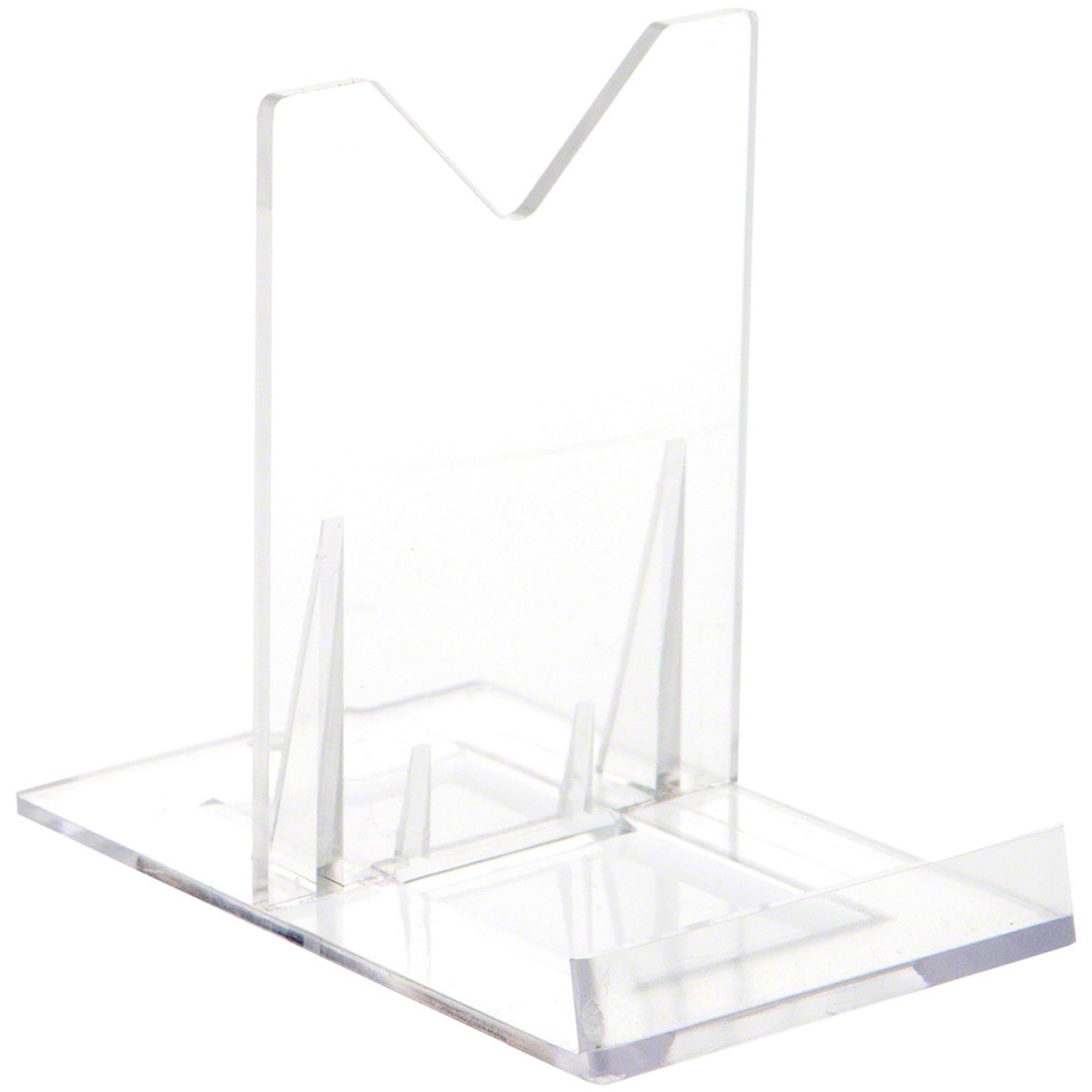 Plymor 3-Pack Clear Acrylic Sliding-Back Adjustable Display Easel Stand - 3.125