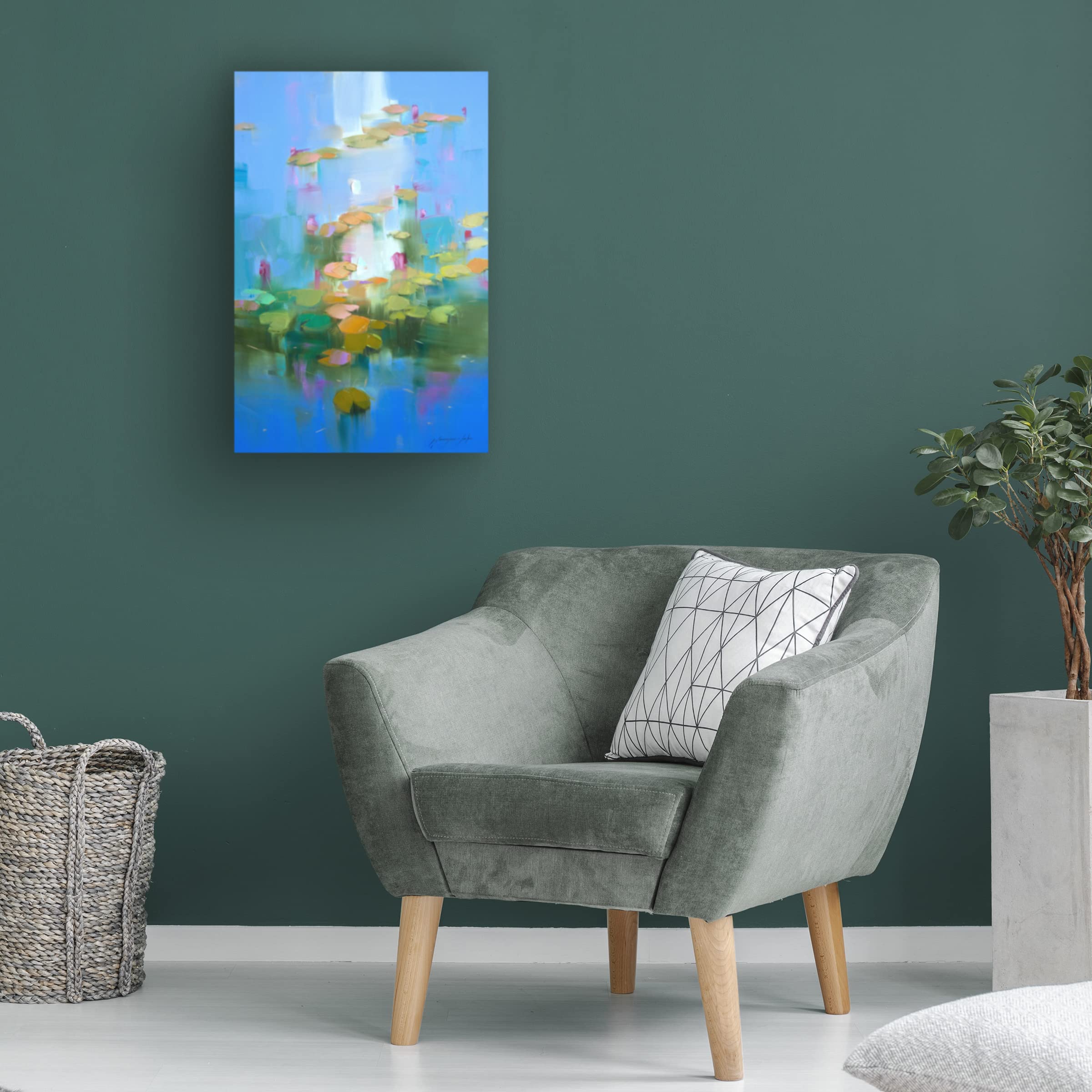 Trademark Fine Art 'Waterlilies' by Vahe Yeremyan - Hand-Painted Canvas Wall Art for Living Room, Bedroom & Office Decor | Impressionist Floral Painting