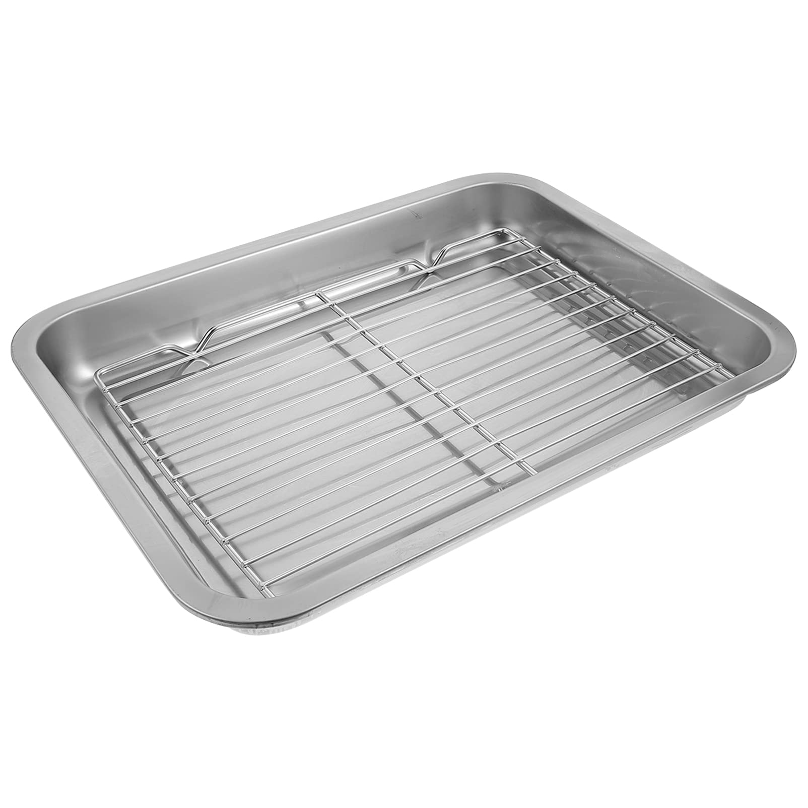 Hemoton Stainless Steel Oven Pan Set - 1 Piece Steel Grilling Net & Cooling Rack Plate for Baking, Roasting, BBQ - Perfect Kitchen Gadget for Home Cooks & Professional Chefs