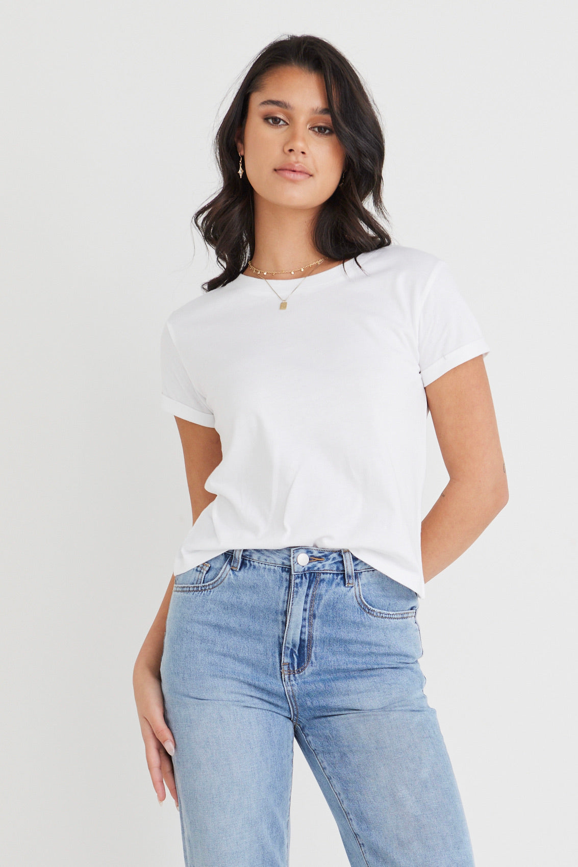 Roxy Women's Rolled Sleeve White Crop Organic Cotton T-Shirt - Casual Summer Outfit, Beach Wear, Street Style Fashion