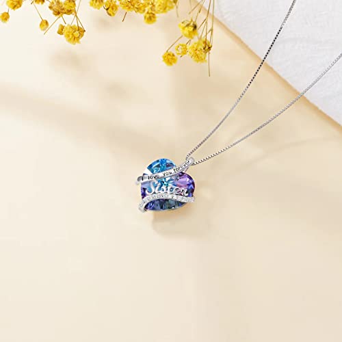 925 Sterling Silver Heart Birthstone Necklace for Sister - Personalized Sister Gift with Birthstone, Birthday, Anniversary & Valentine's Day Jewelry - Perfect for Special Occasions & Sister Bonding Moments